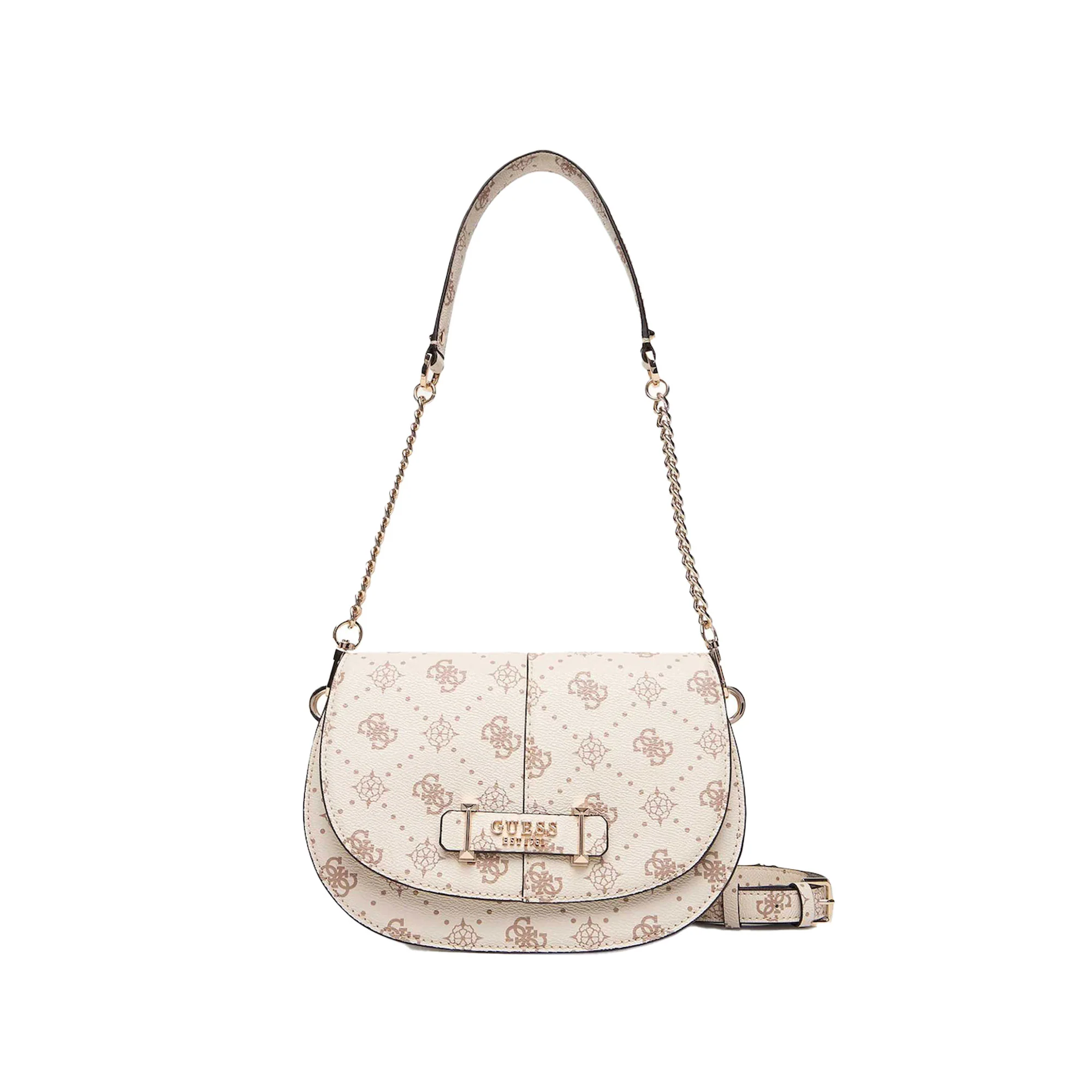Borsa a spalla Guess donna Carrie logo vanilla