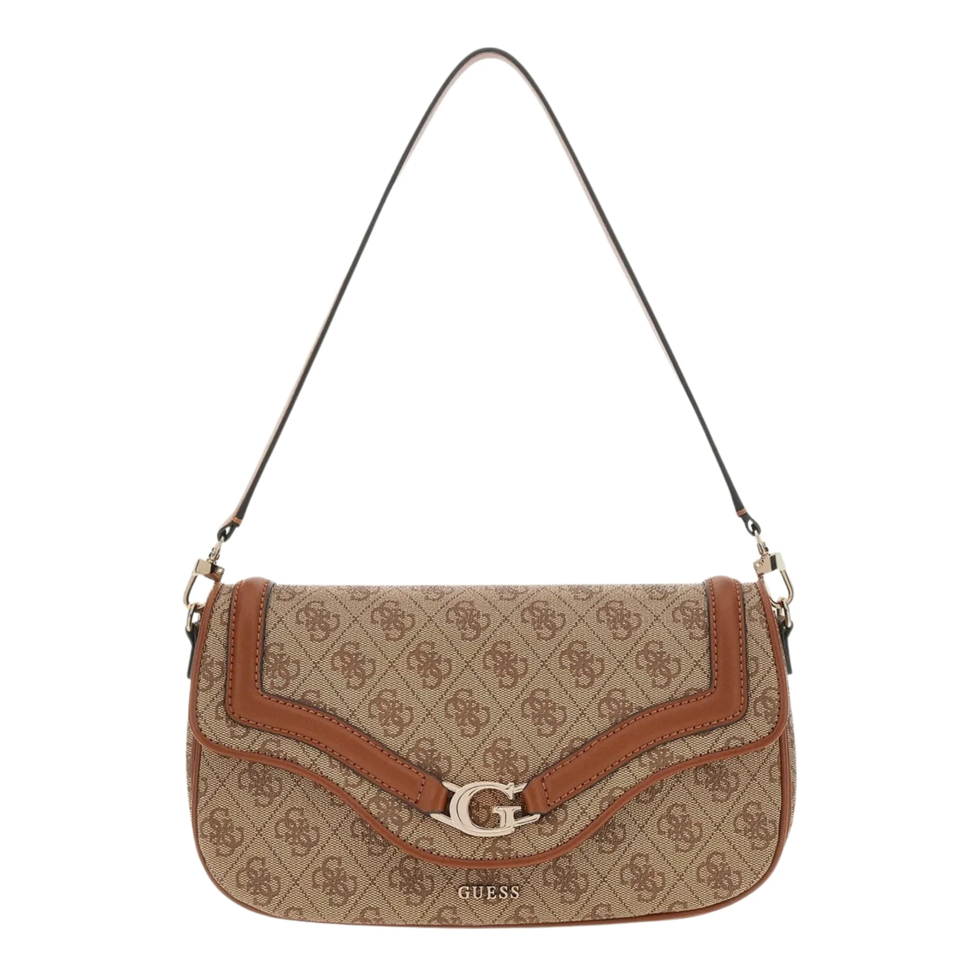 Borsa a spalla Guess donna con iconica stampa 4G shoulder bag flap Dea latte logo