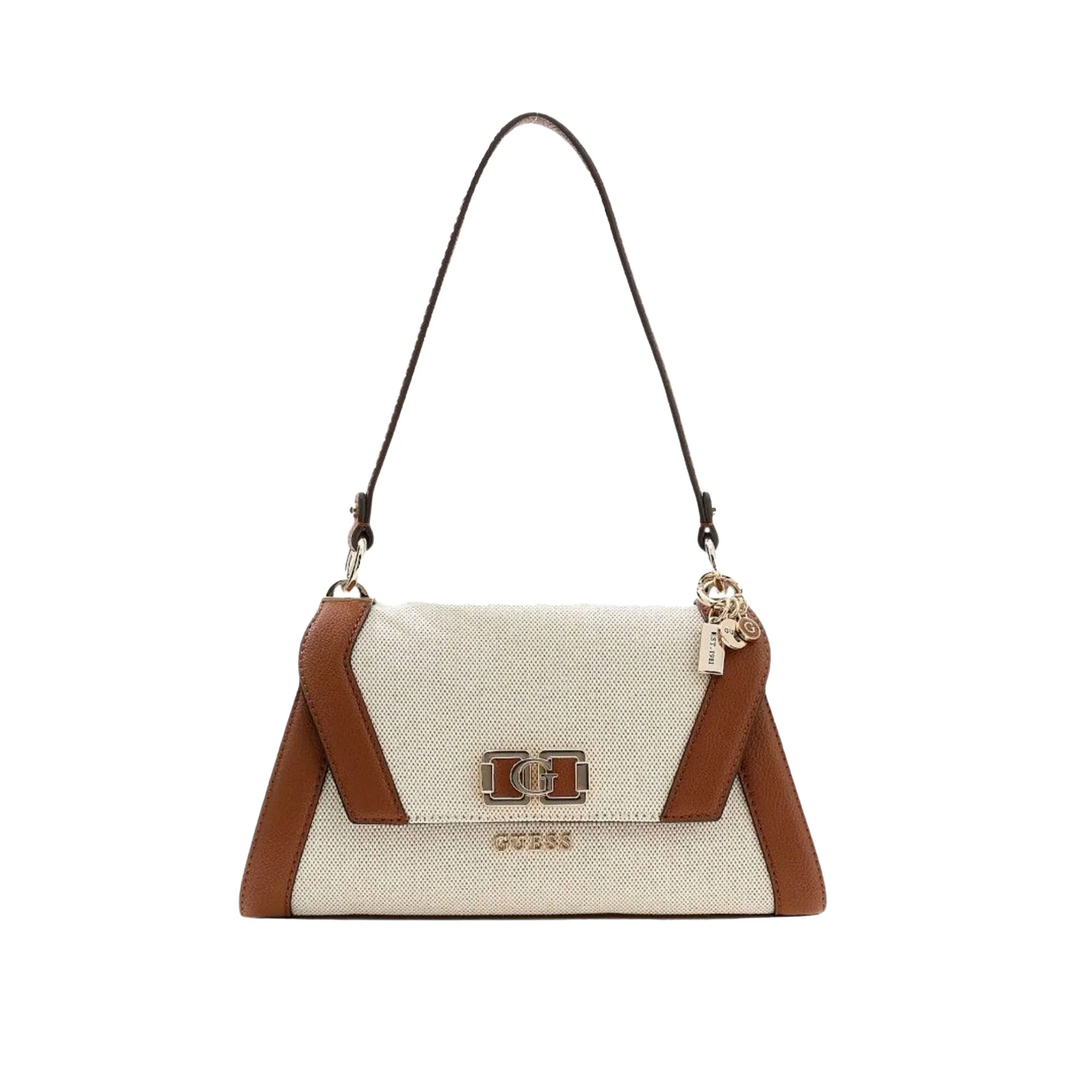 Borsa a spalla Guess donna Karnilla naturale/cognac