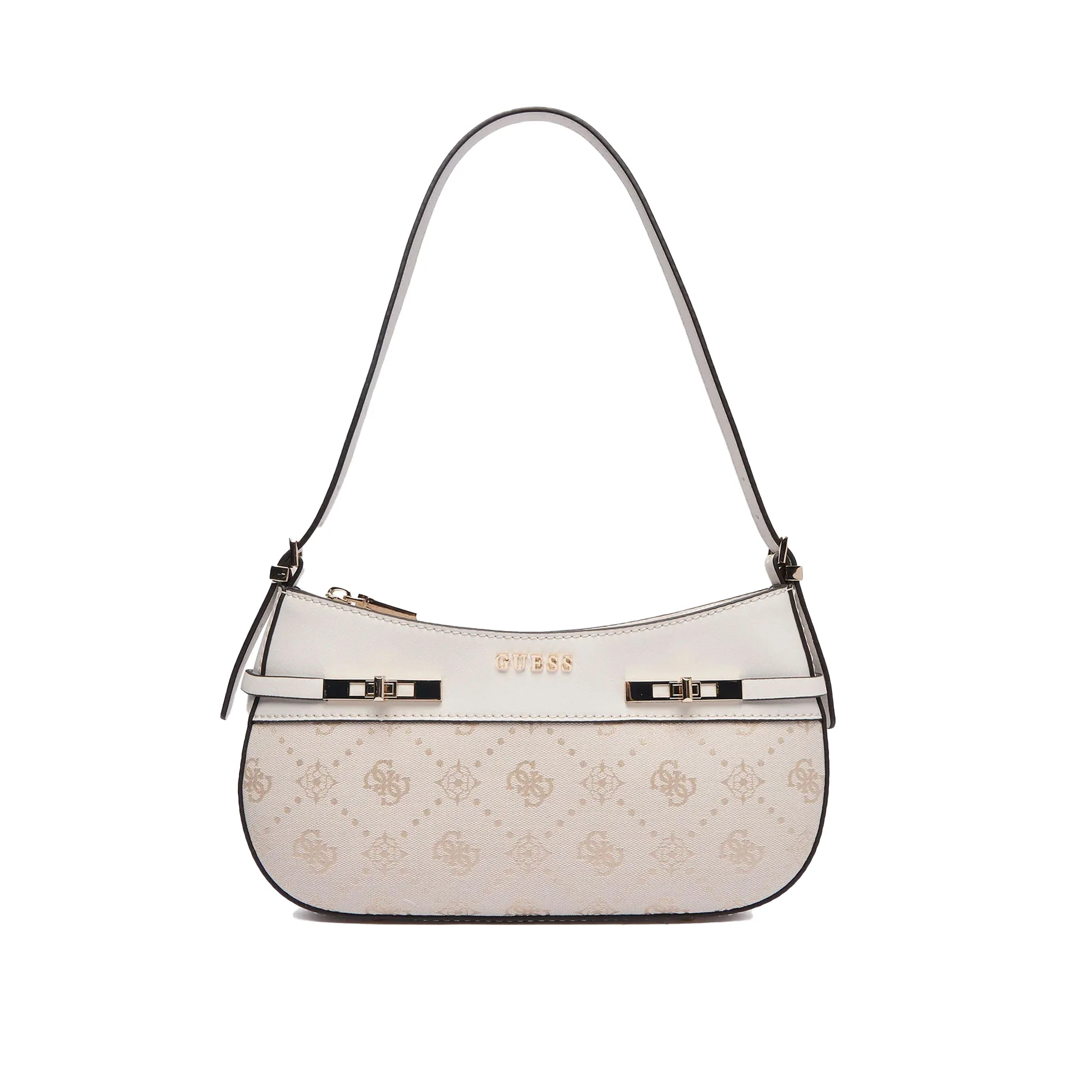 Borsa a spalla Guess donna Melinda logo panna