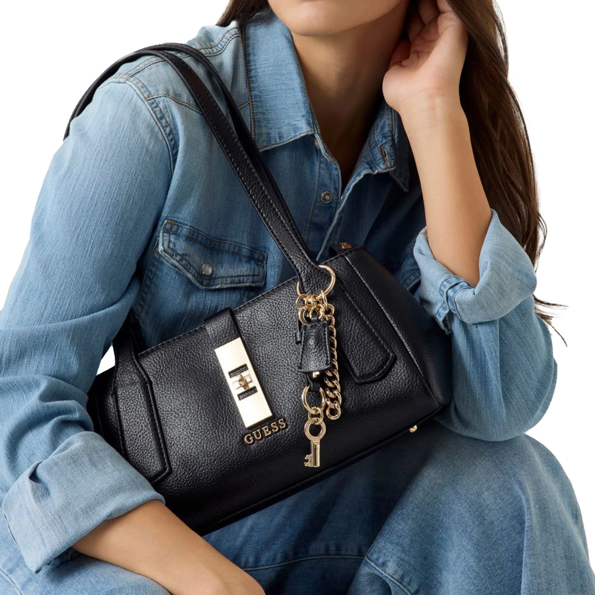 Borsa a spalla Guess donna Satchel Brooke nero - Image 4