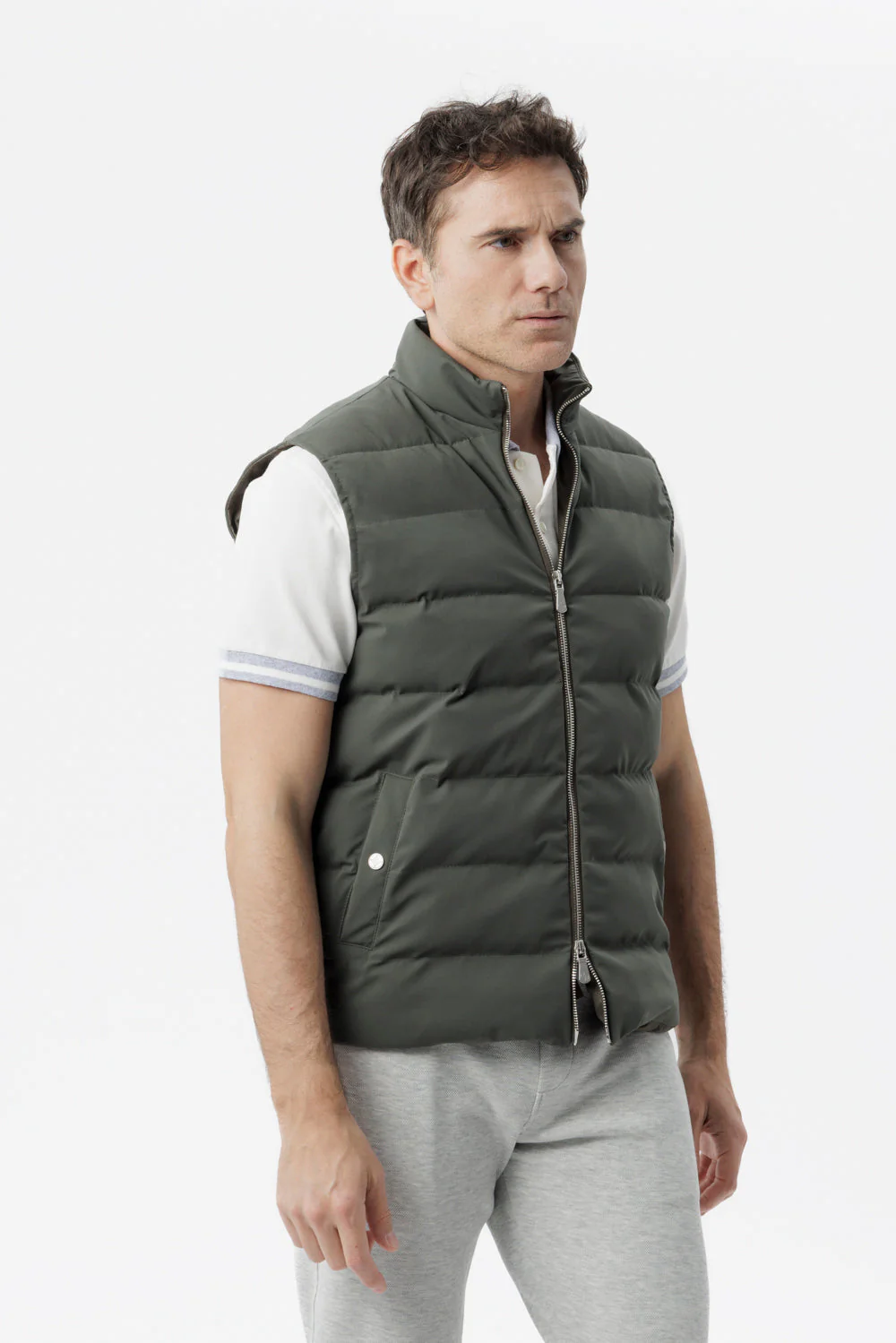 Gilet Green Vest con imbottitura in Cashball verde militare