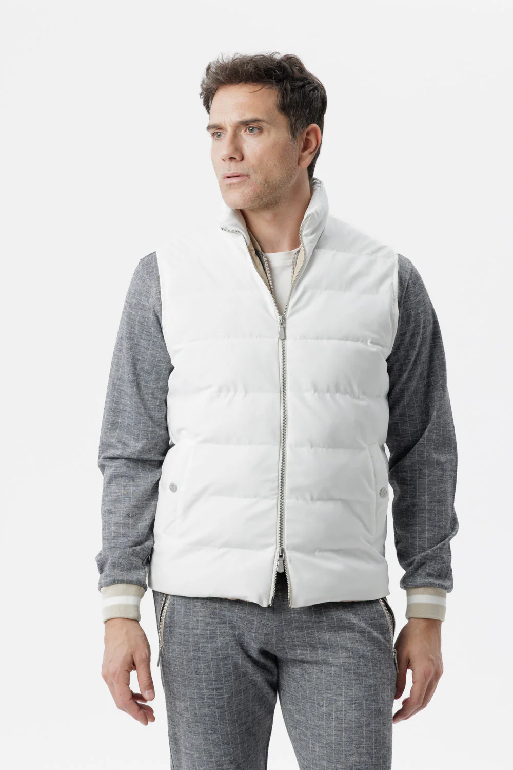 Gilet Green Vest con imbottitura in Cashball panna