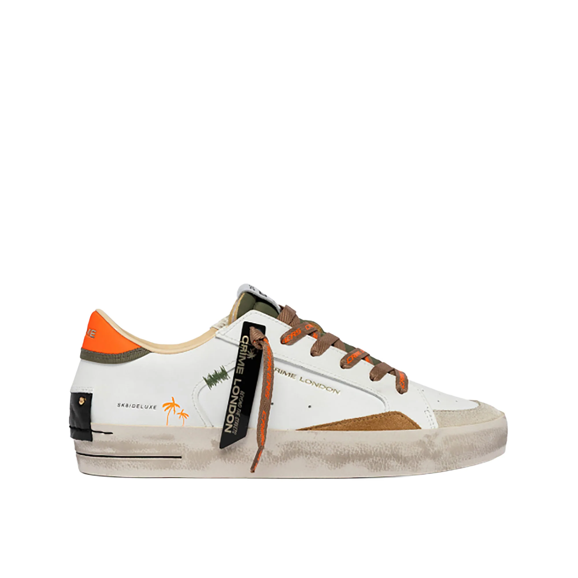 Sneakers Crime London uomo SK8 Deluxe Amber Tangerine bianco