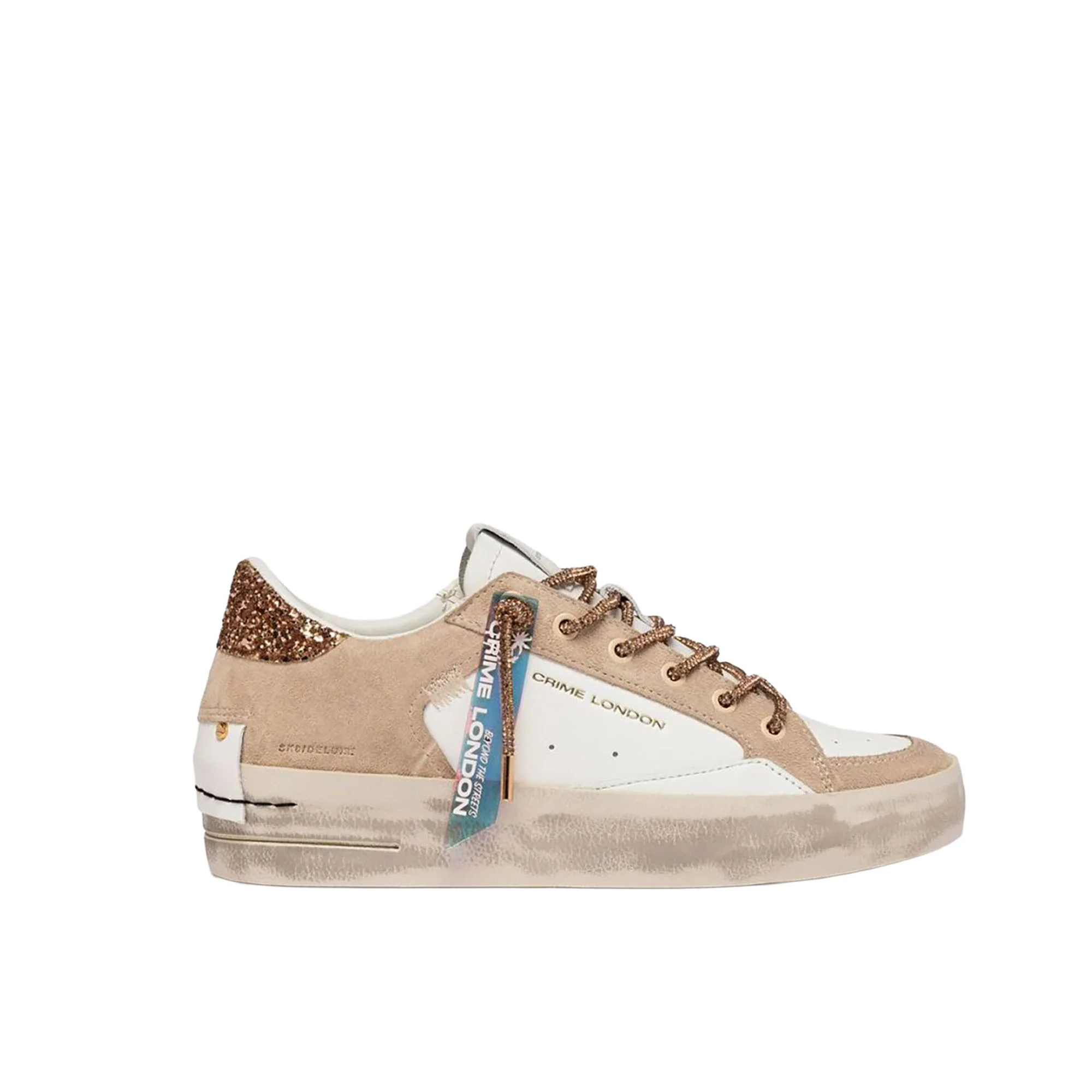Sneakers Crime London donna SK8 Deluxe Wedge champagne dust beige