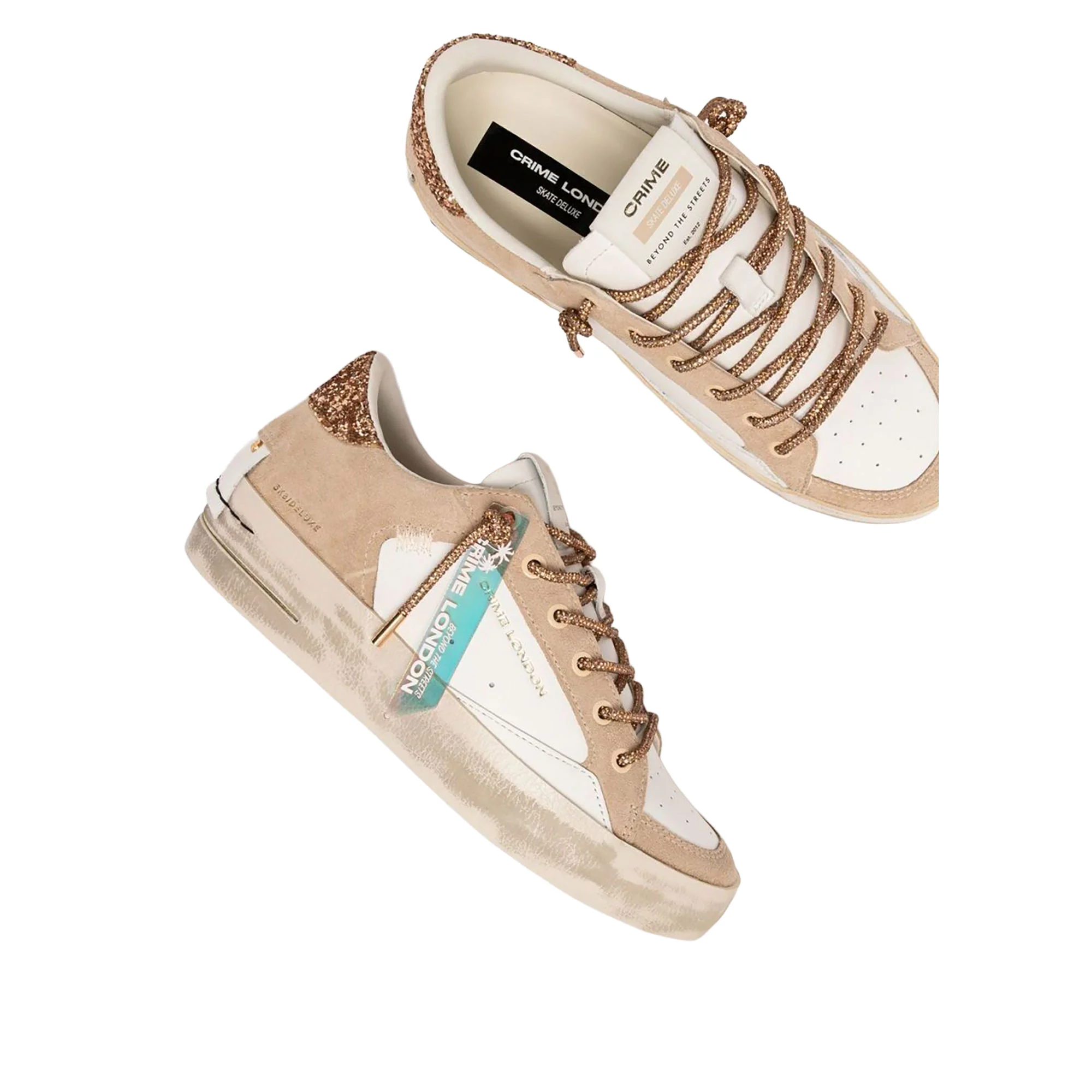 Sneakers Crime London donna SK8 Deluxe Wedge champagne dust beige - Image 4