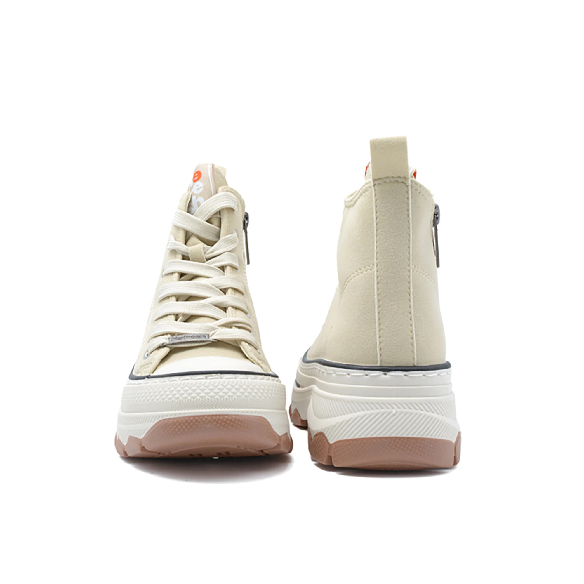 Sneakers alta con plateau beige - Image 4