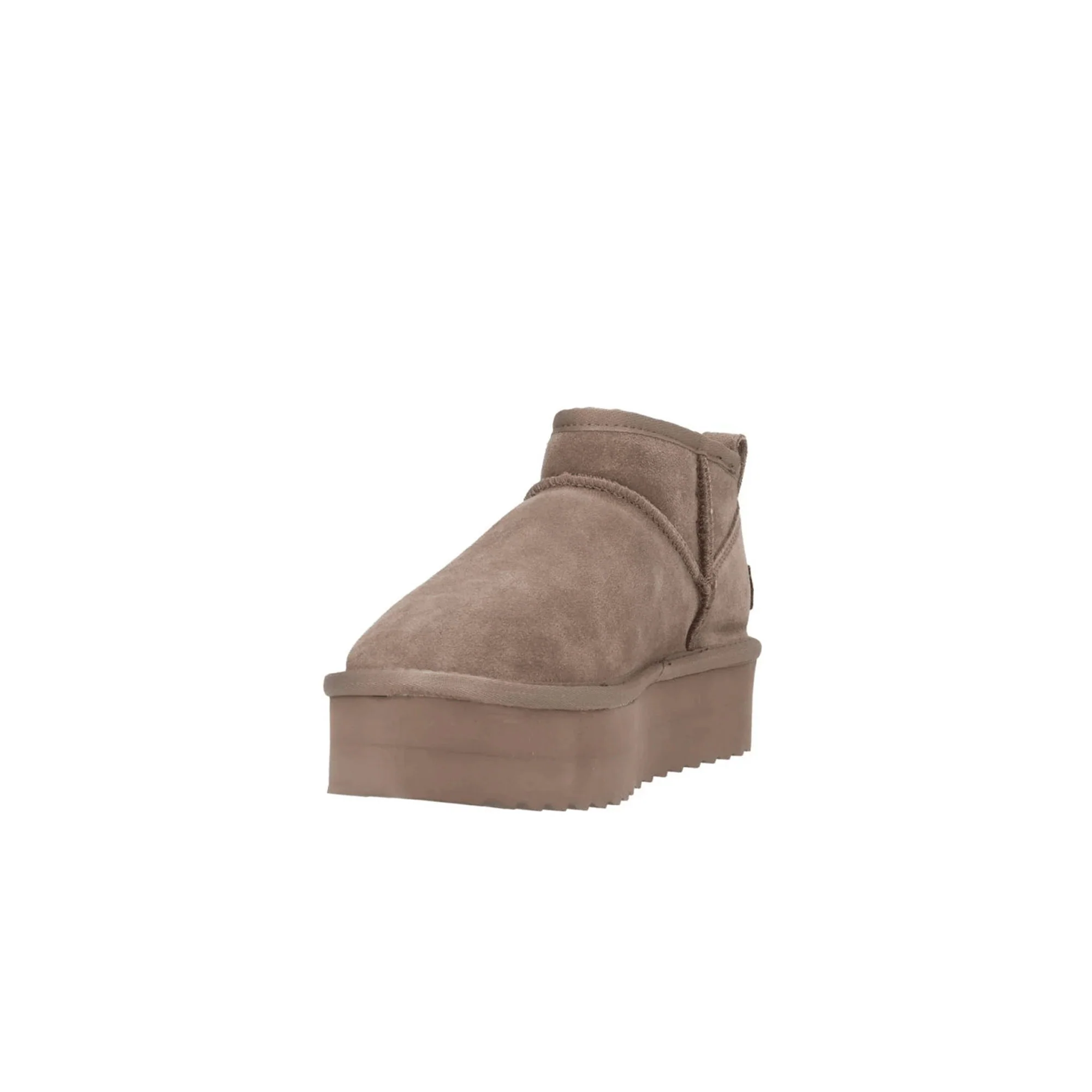 Stivaletto platform suede con fodera in lana taupe - Image 3