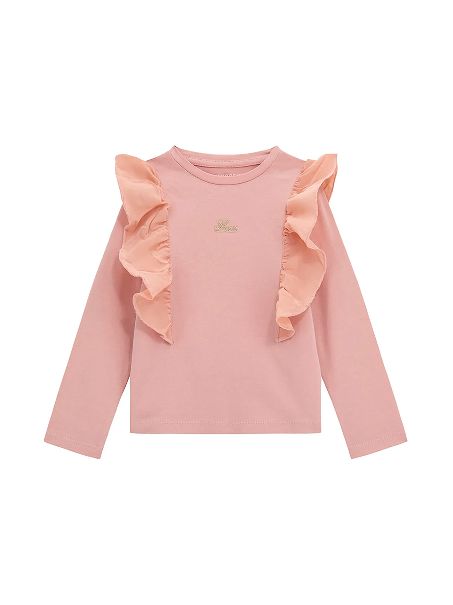 T-shirt a maniche lunghe con volant rosa
