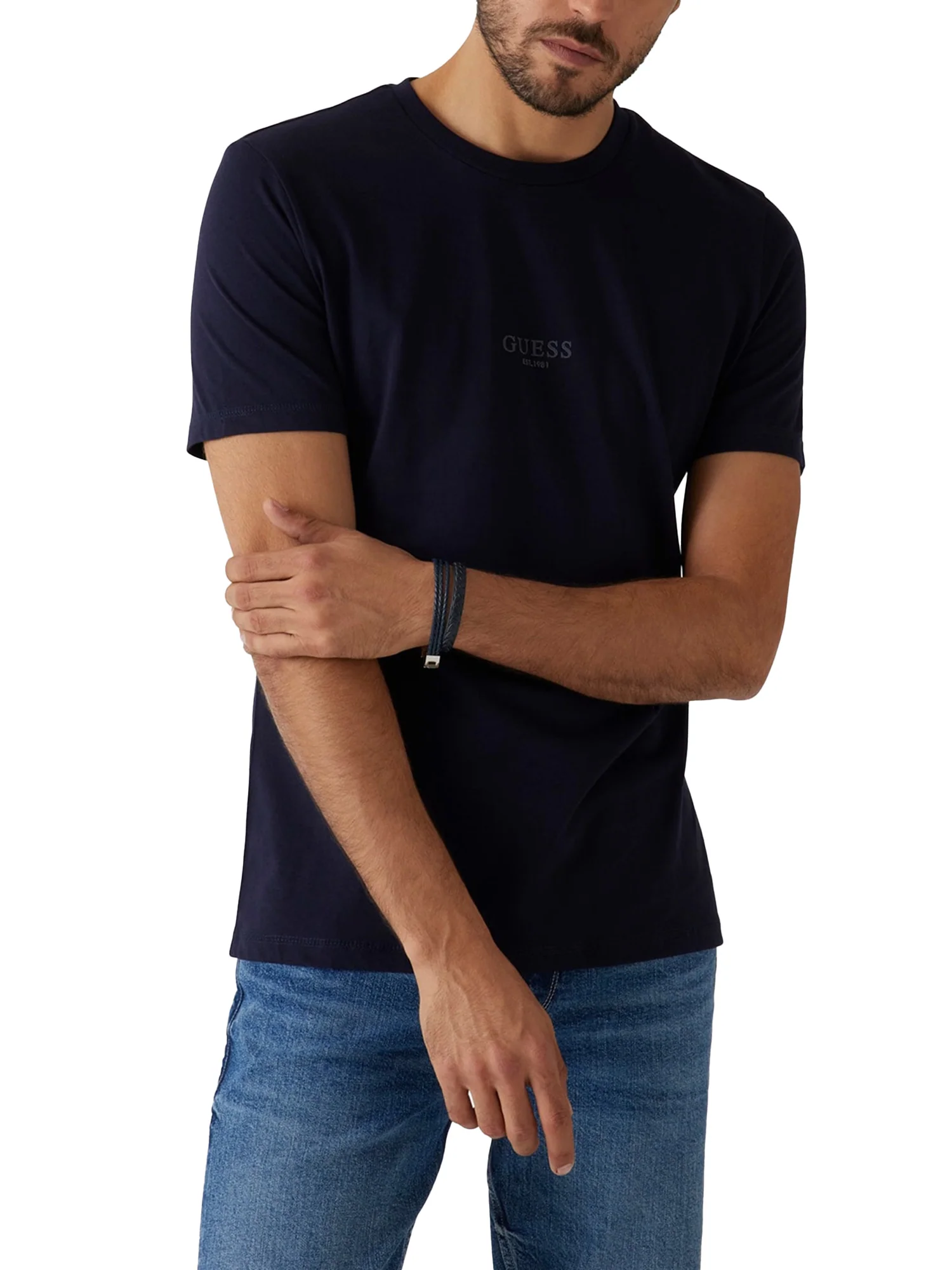 T-shirt basic logo frontale Aidy blu