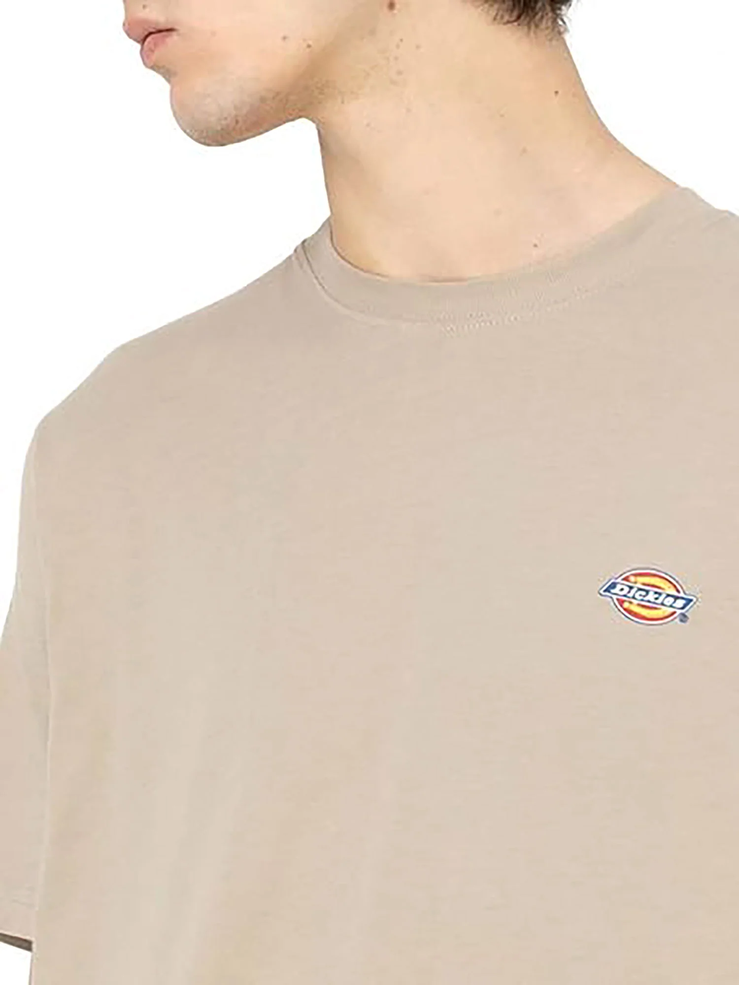 T-shirt con logo sul petto beige - Image 3