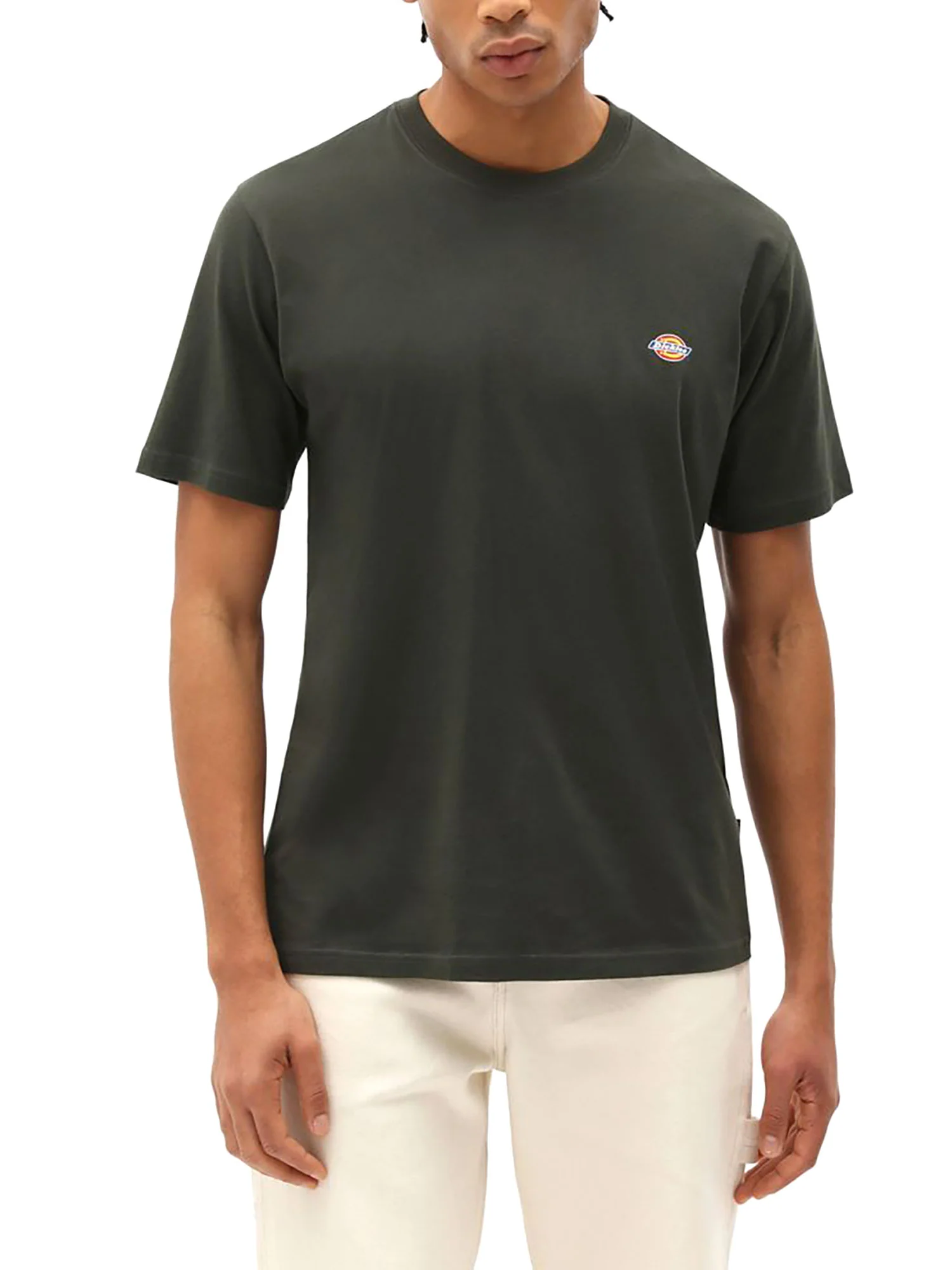 T-shirt con logo sul petto oliva