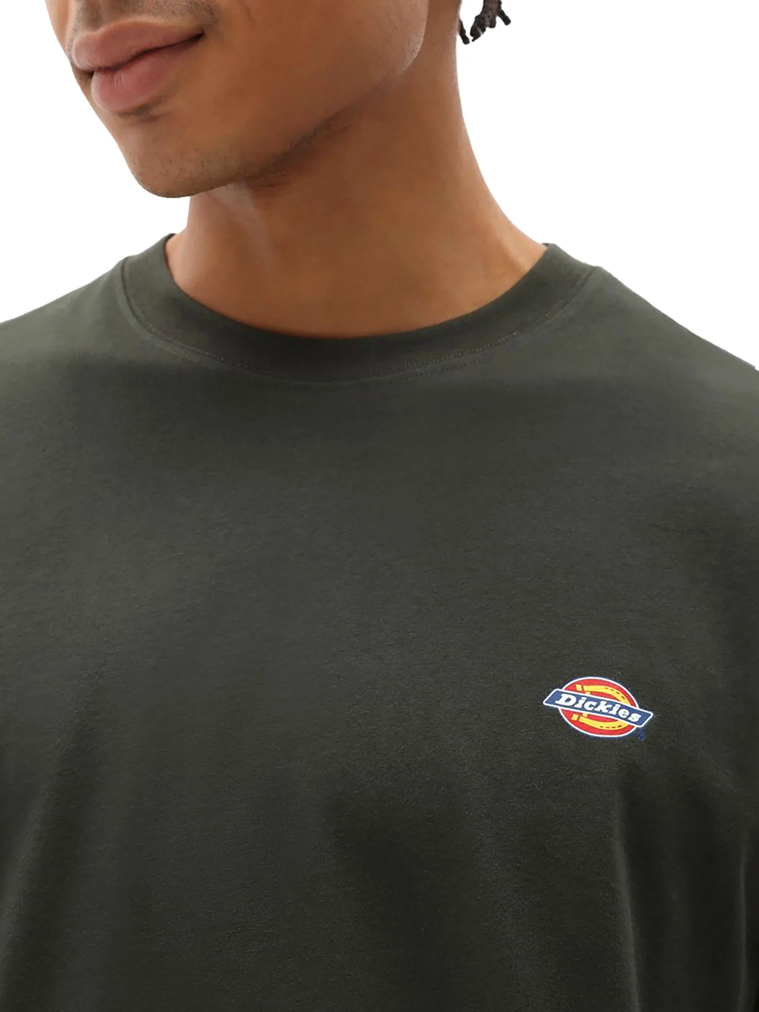 T-shirt con logo sul petto oliva - Image 3