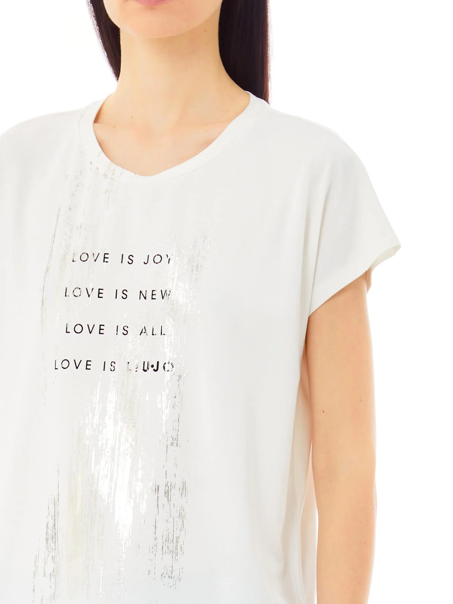 T-shirt con stampa con scritte bianco - Image 3
