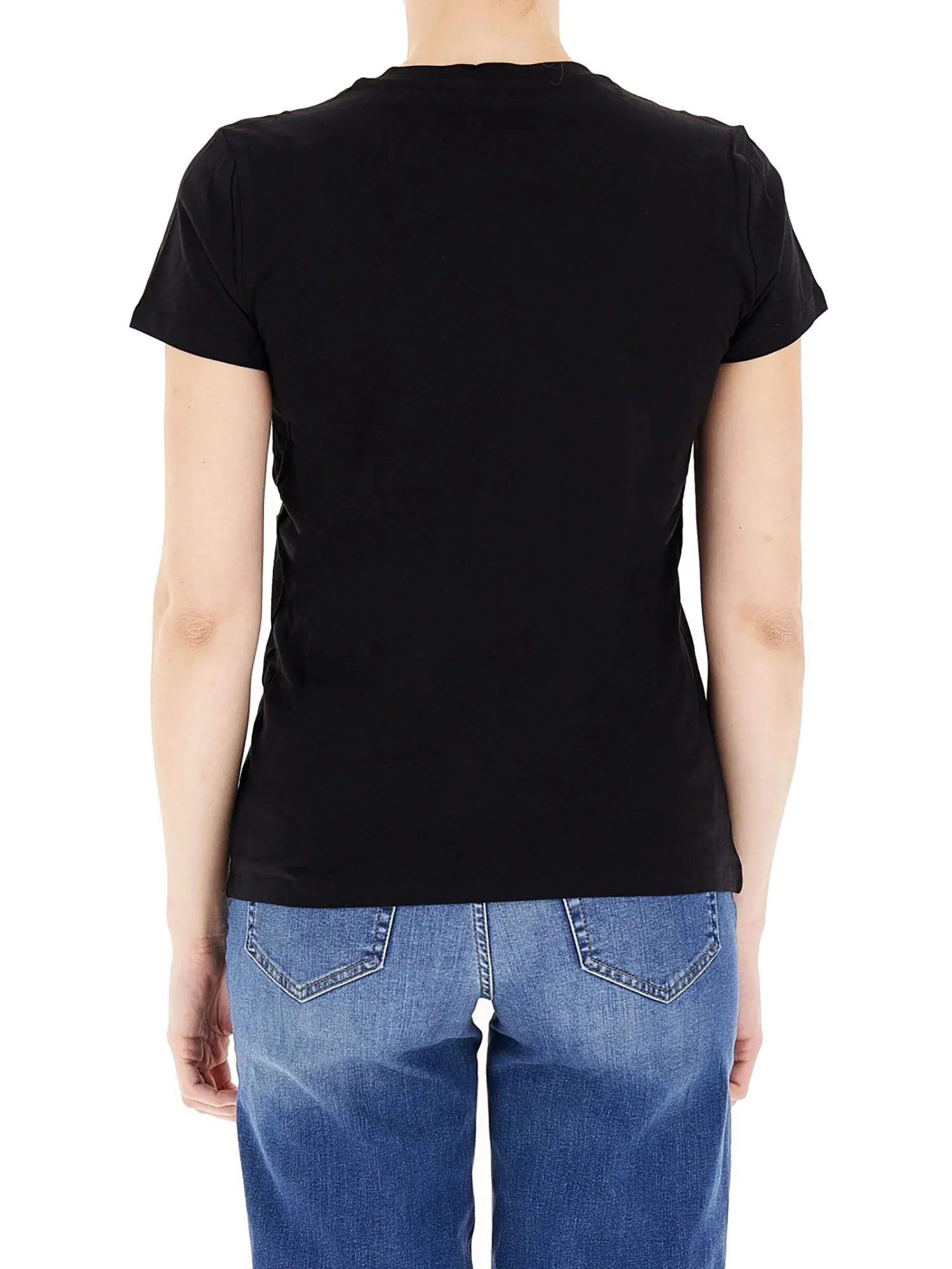 T-shirt con stampa floreale con strass nero - Image 2