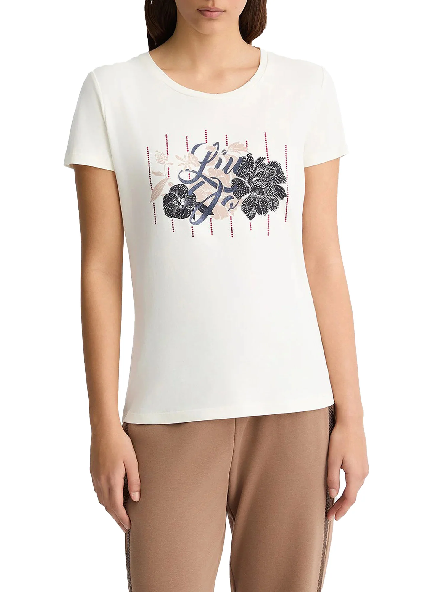T-shirt con stampa floreale sul petto bianco