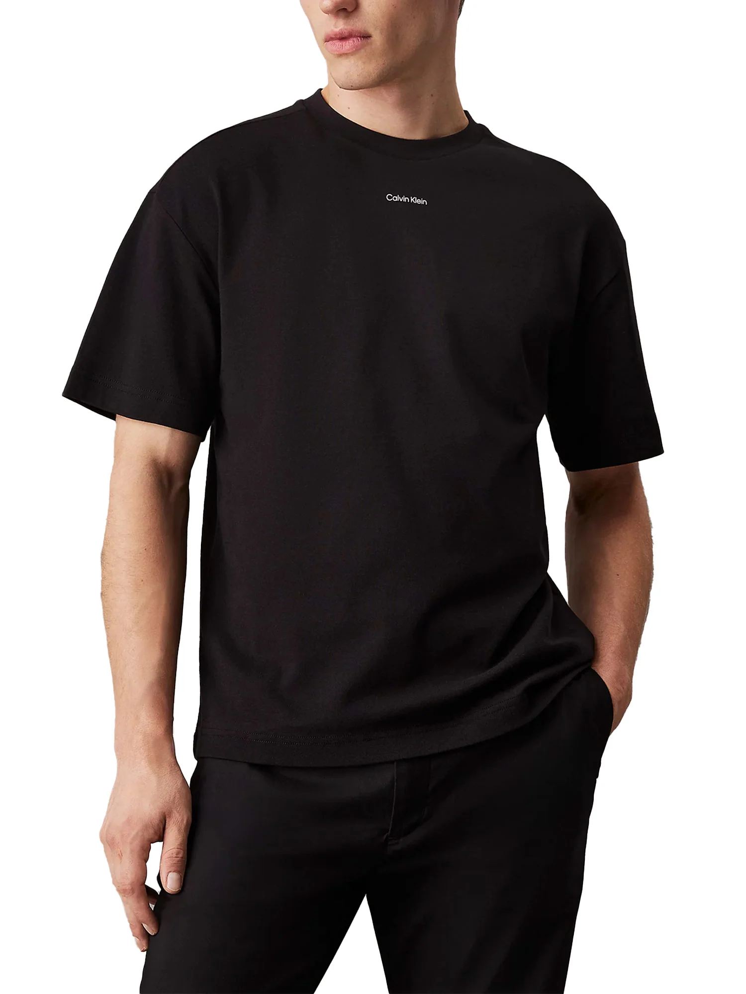 T-shirt cotone interlock con nano logo sul petto nero