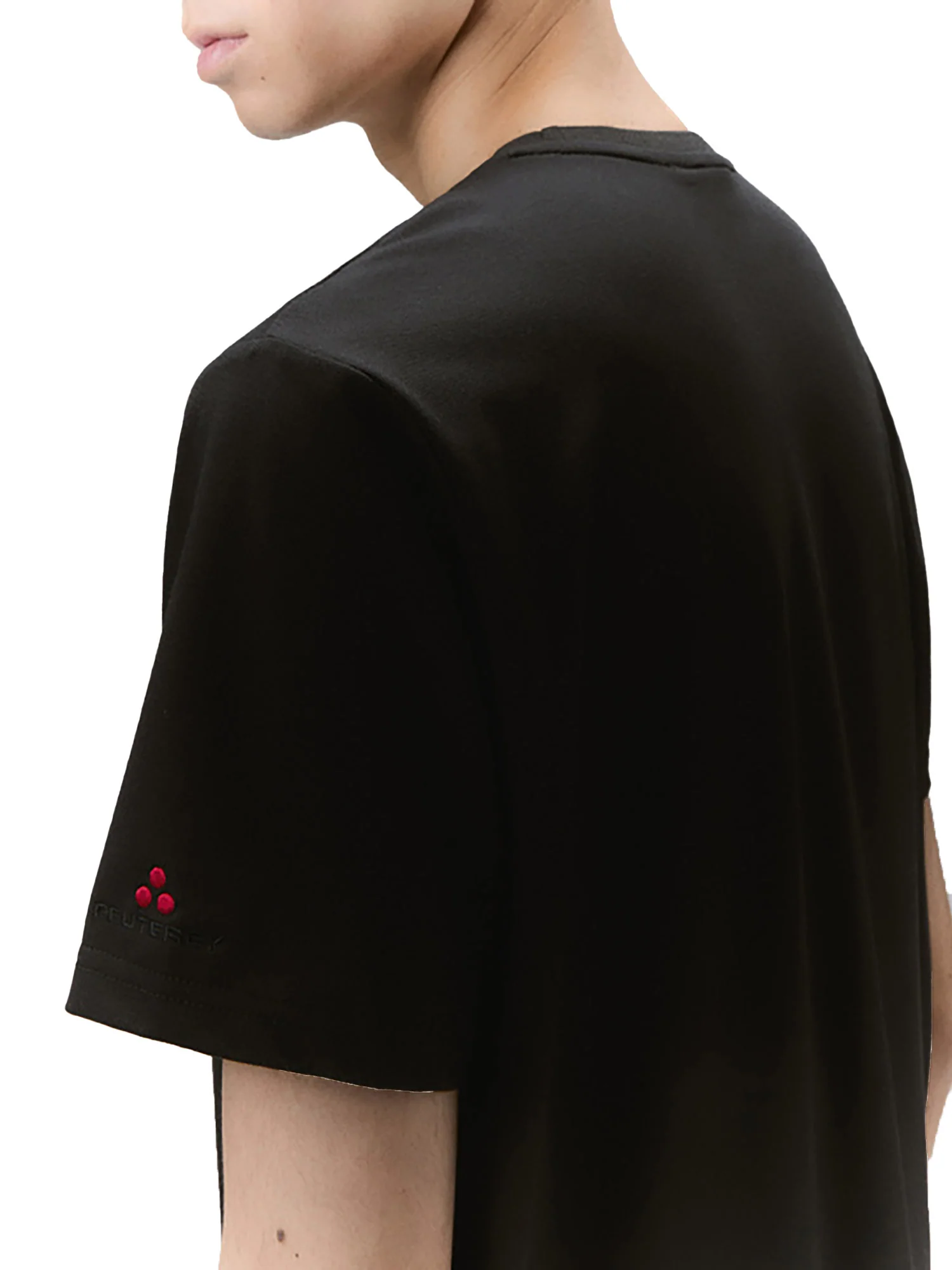 T-shirt in piquet stretch di cotone e seta nero - Image 2