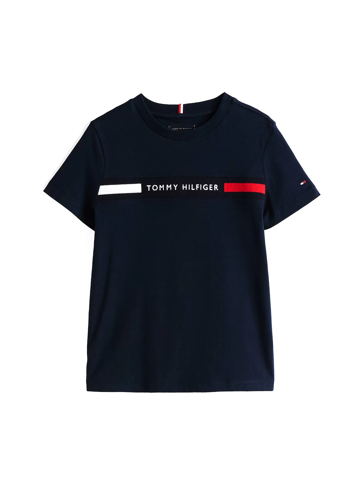 T-shirt kids con inserto in maglia e logo blu