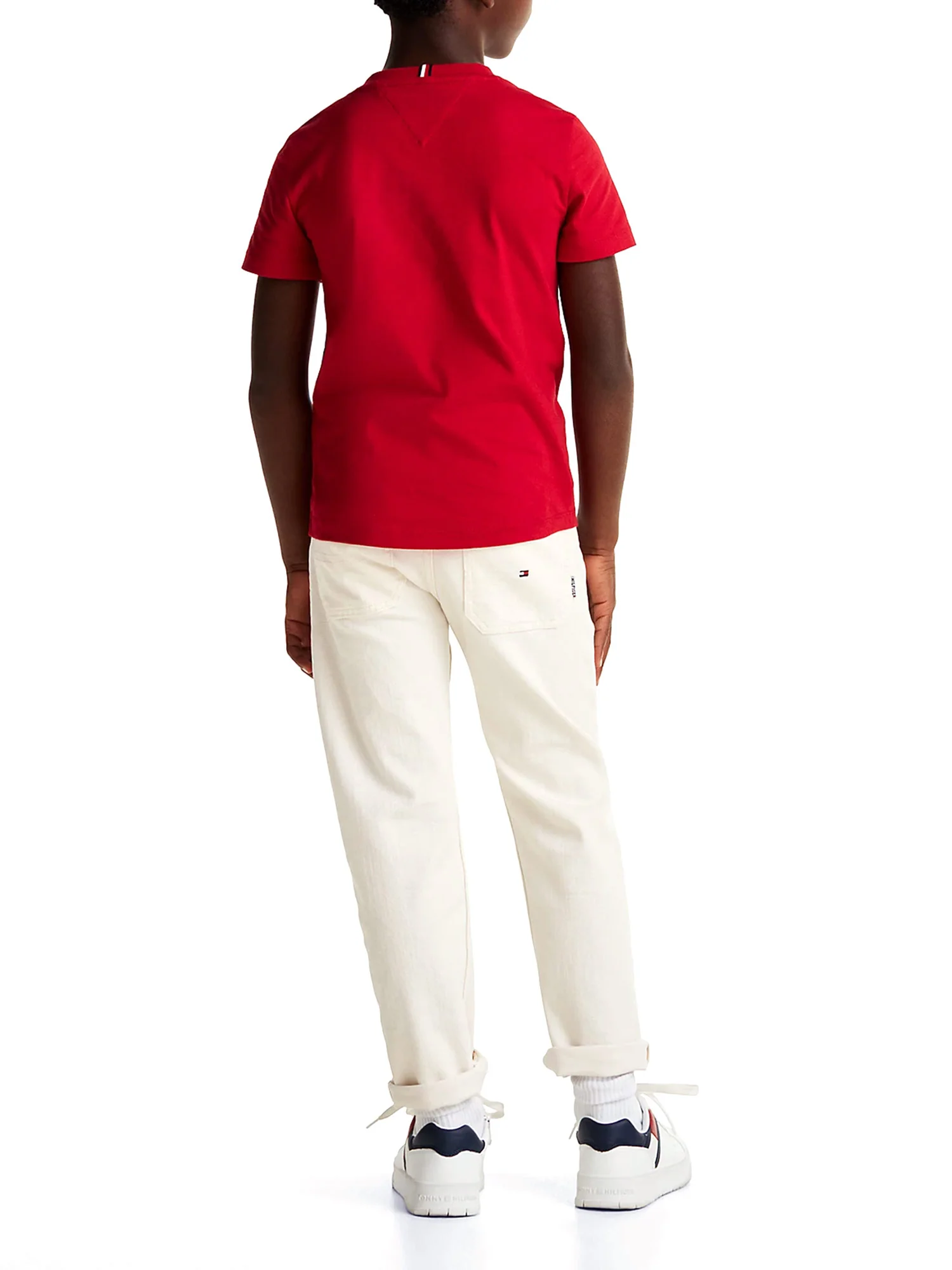 T-shirt kids con inserto in maglia e logo rosso - Image 4