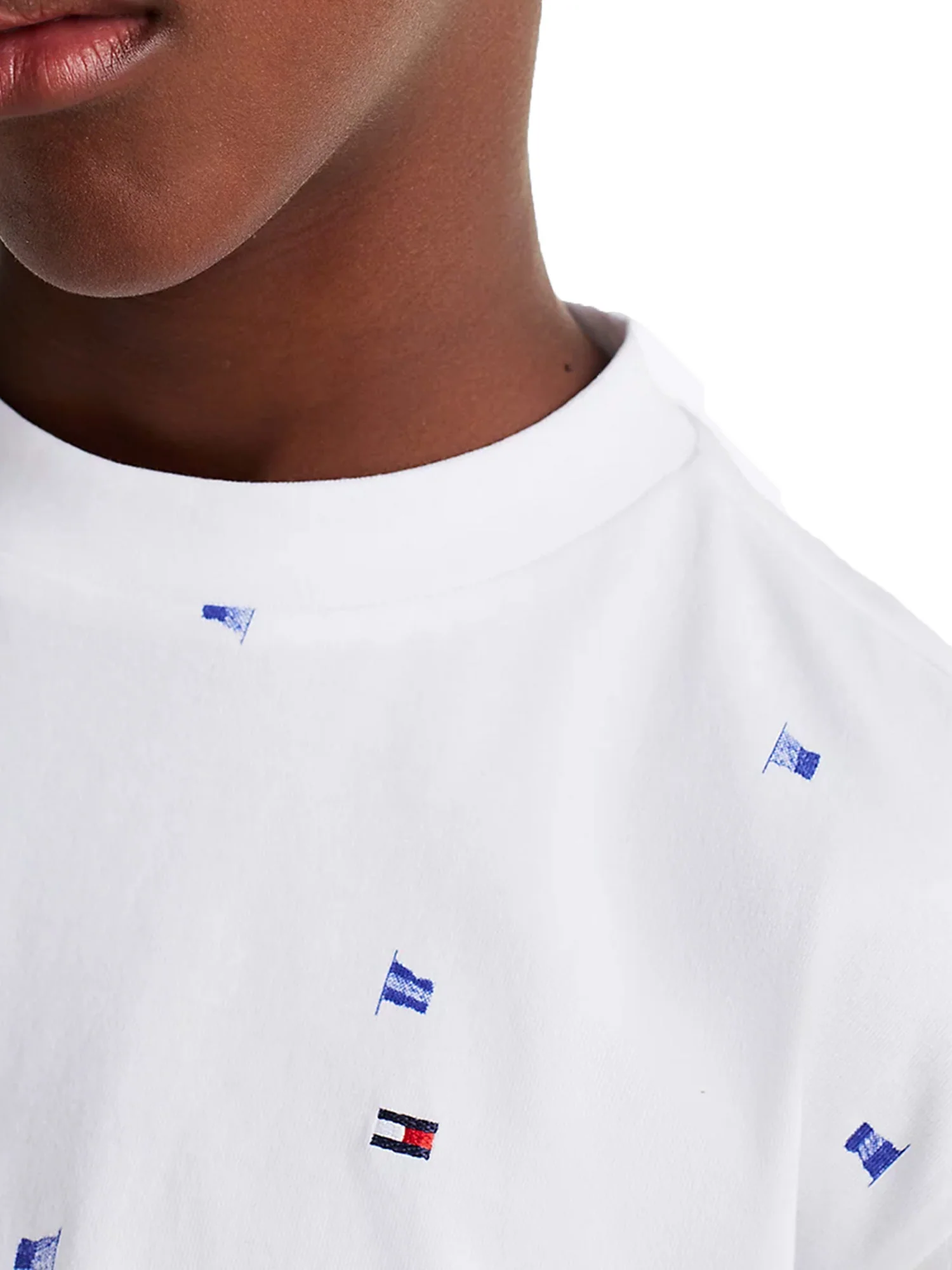 T-shirt kids con motivo bandierine allover bianco - Image 3