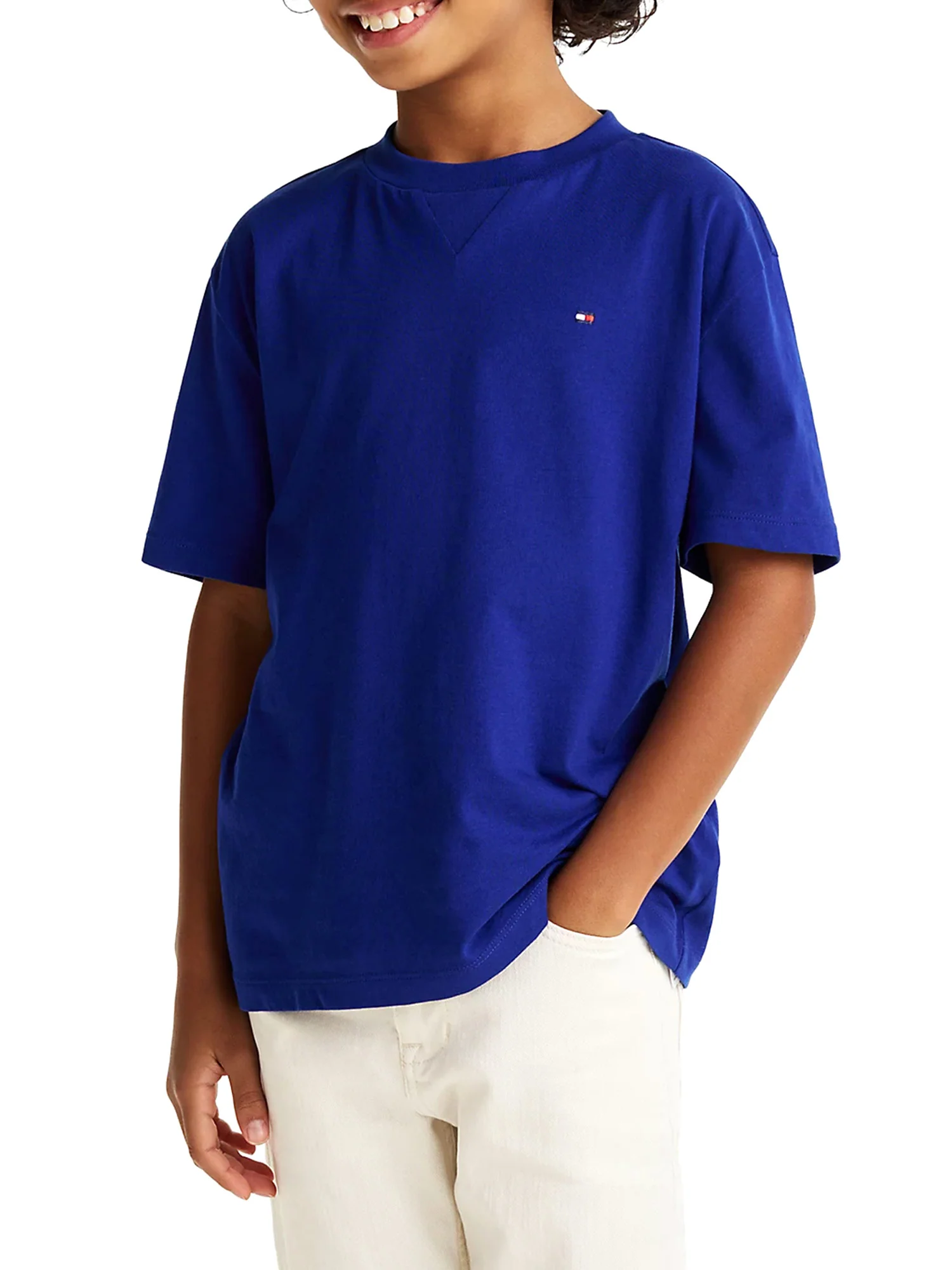 T-shirt kids essential con bandierina blu medio - Image 2