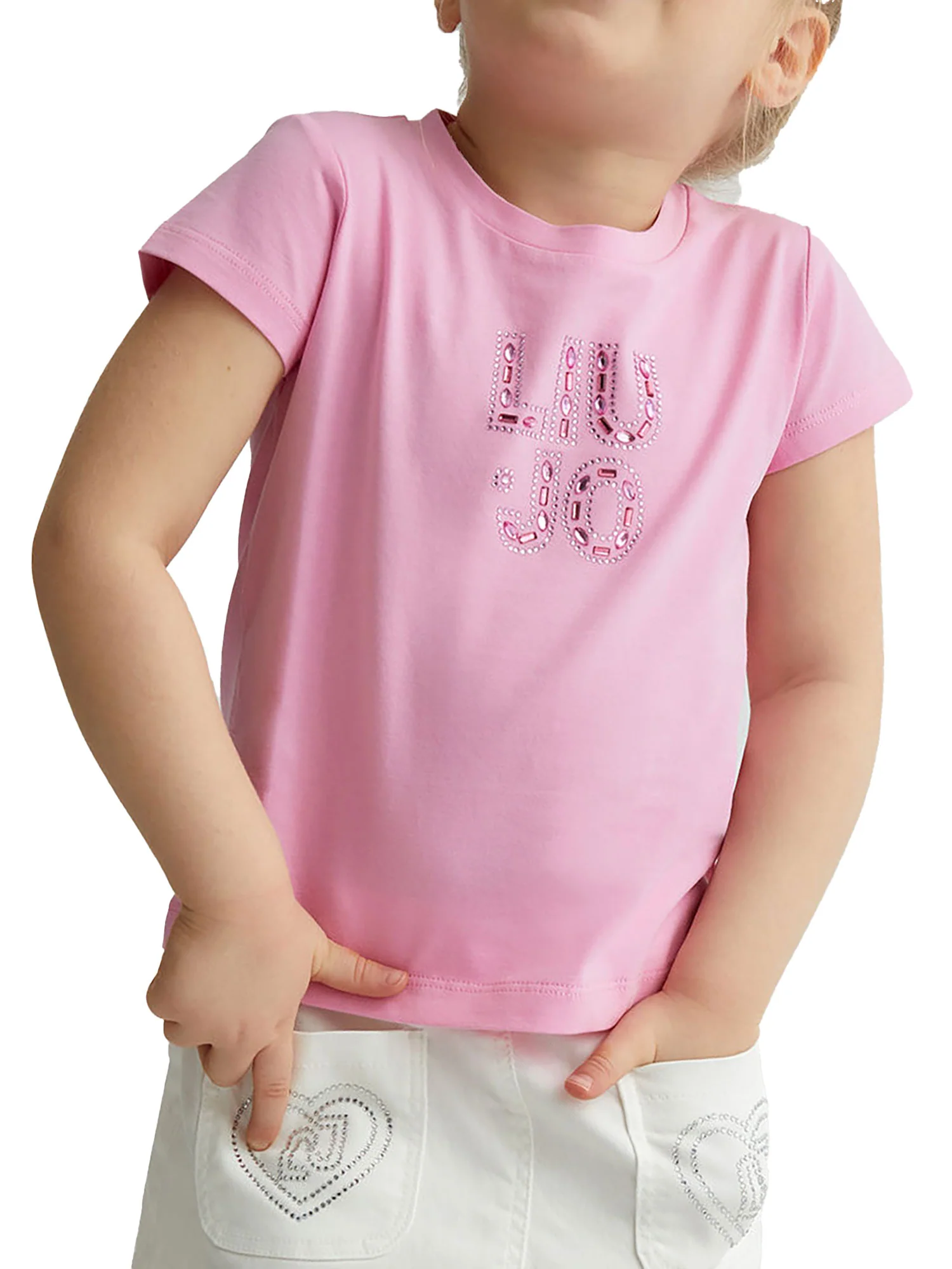 T-shirt manica corta applicazione rosa - Image 3