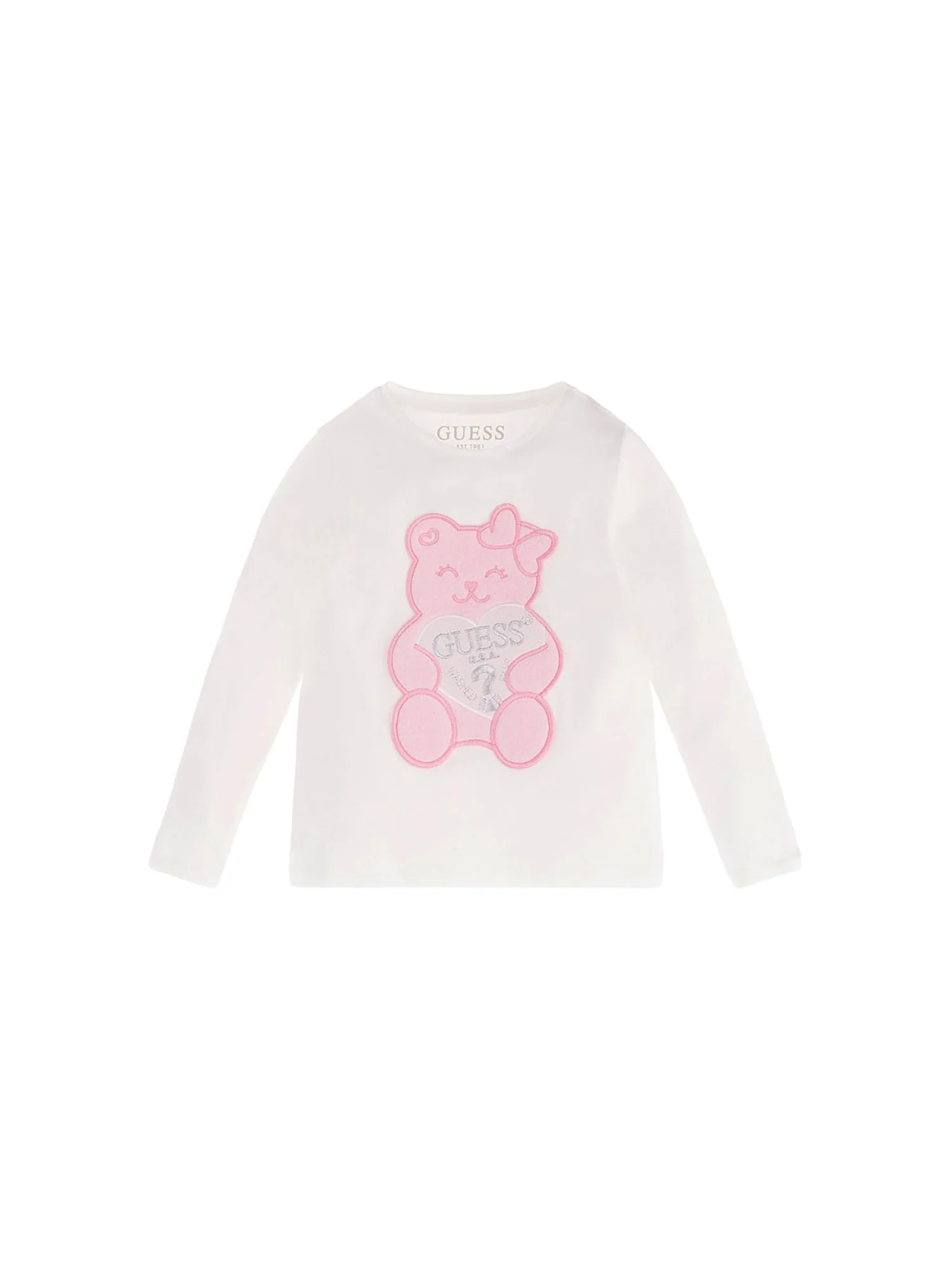 T-shirt manica lunga con Teddy bianco