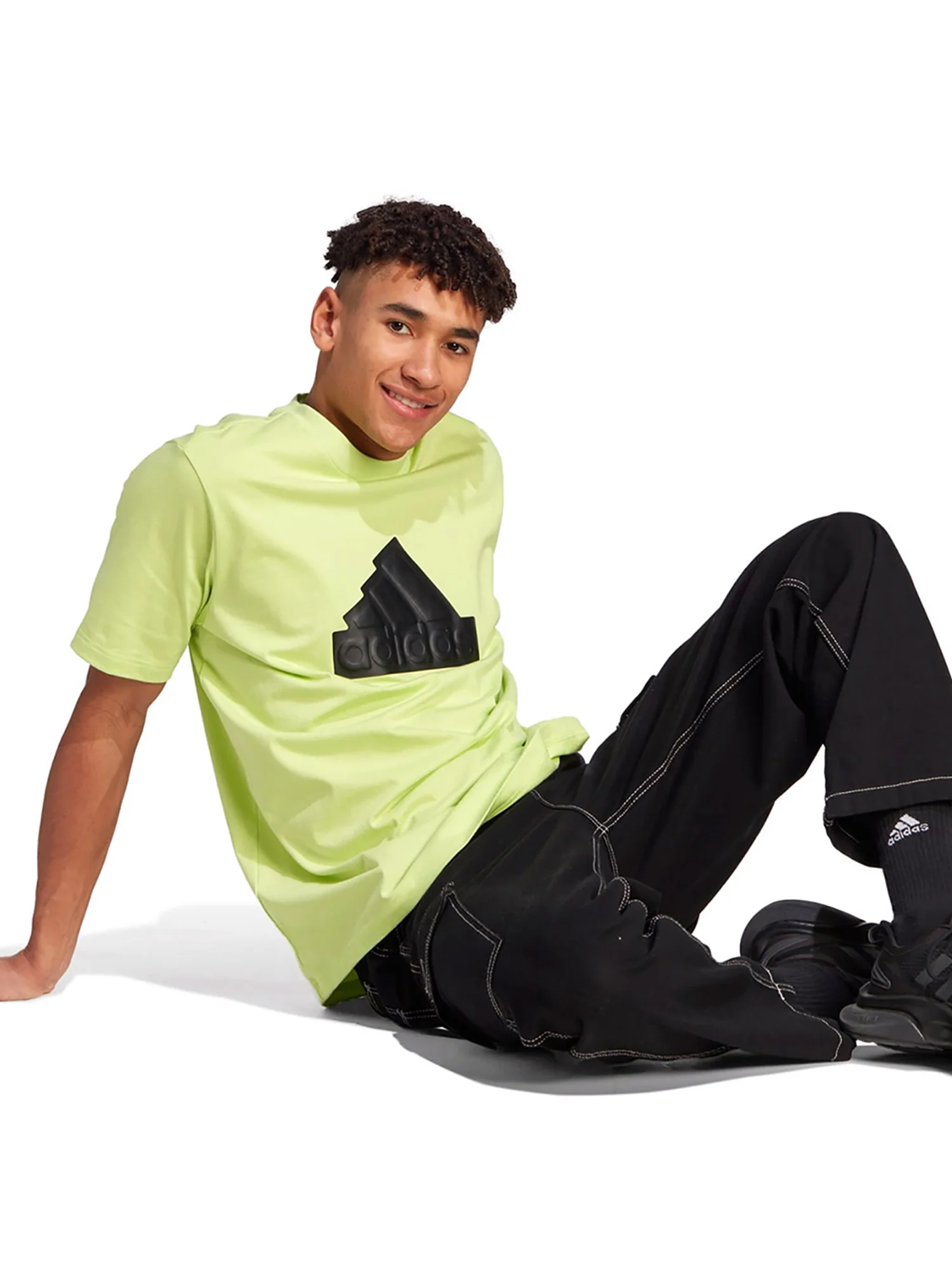 T-shirt maniche corte con logo a contrasto lime - Image 4
