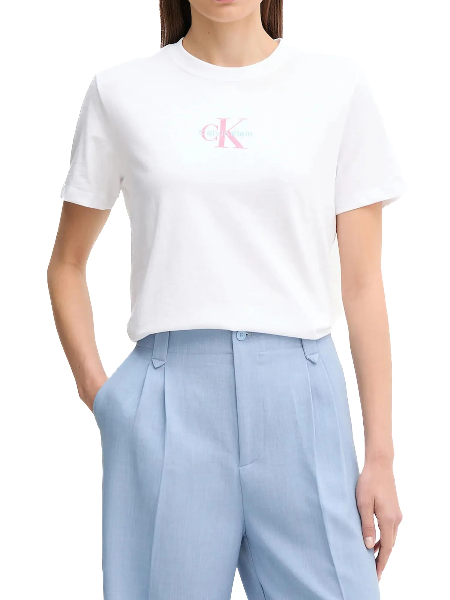 T-shirt Calvin Klein 20S classic  logo bianco