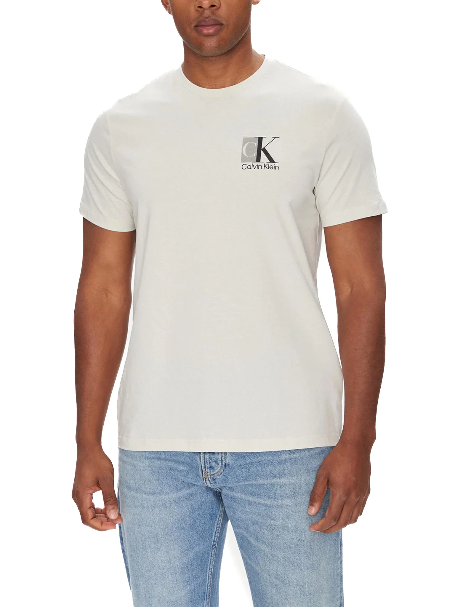 T-shirt Calvin Klein con stampa retro CK abstract gesso