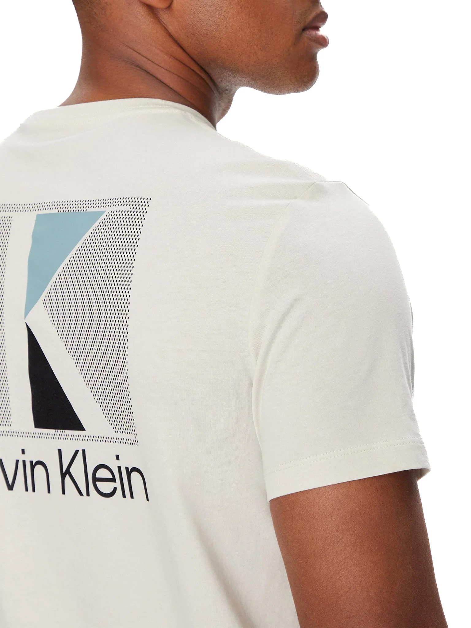 T-shirt Calvin Klein con stampa retro CK abstract gesso - Image 4