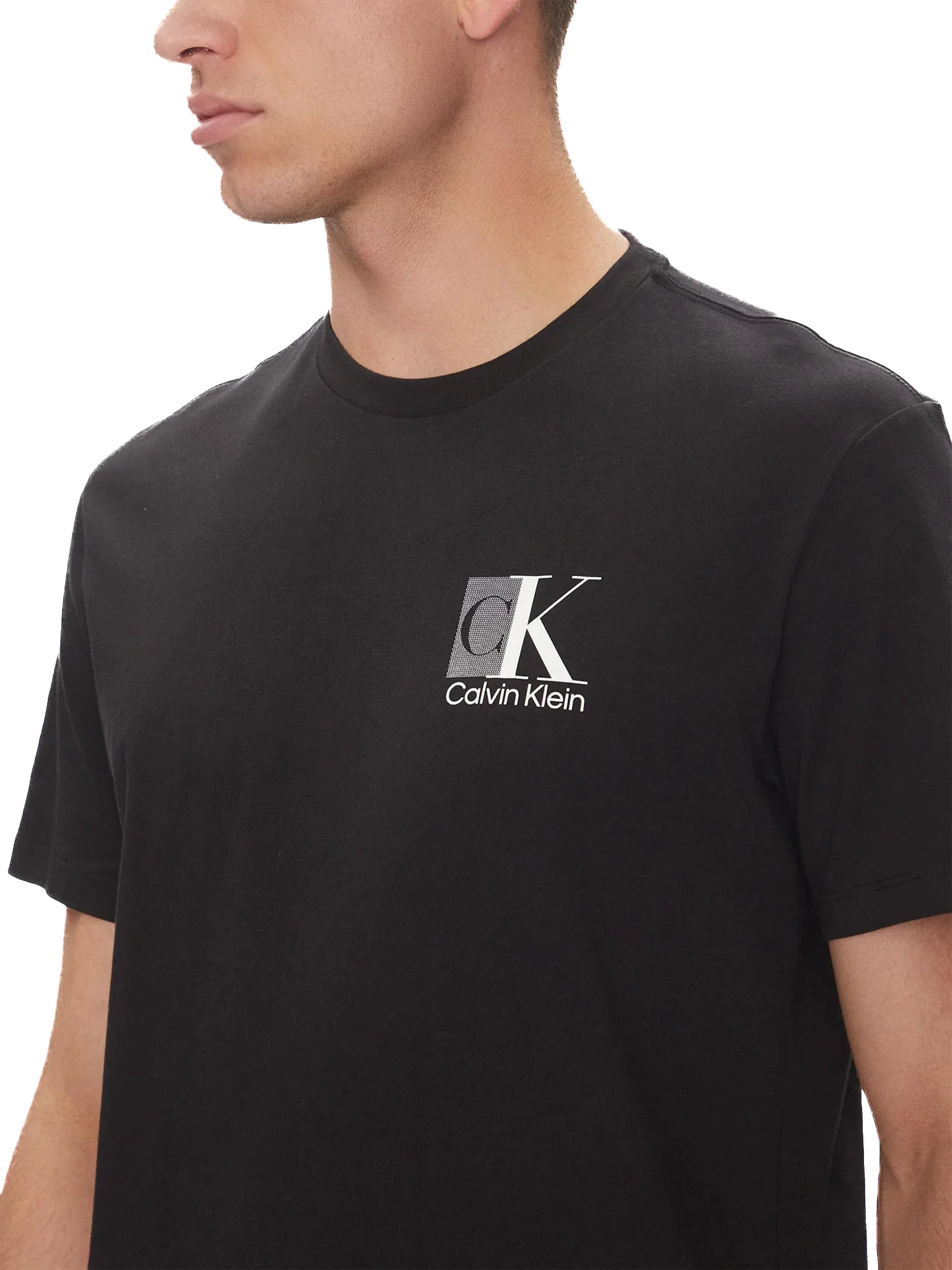 T-shirt Calvin Klein con stampa retro CK abstract  nero - Image 3