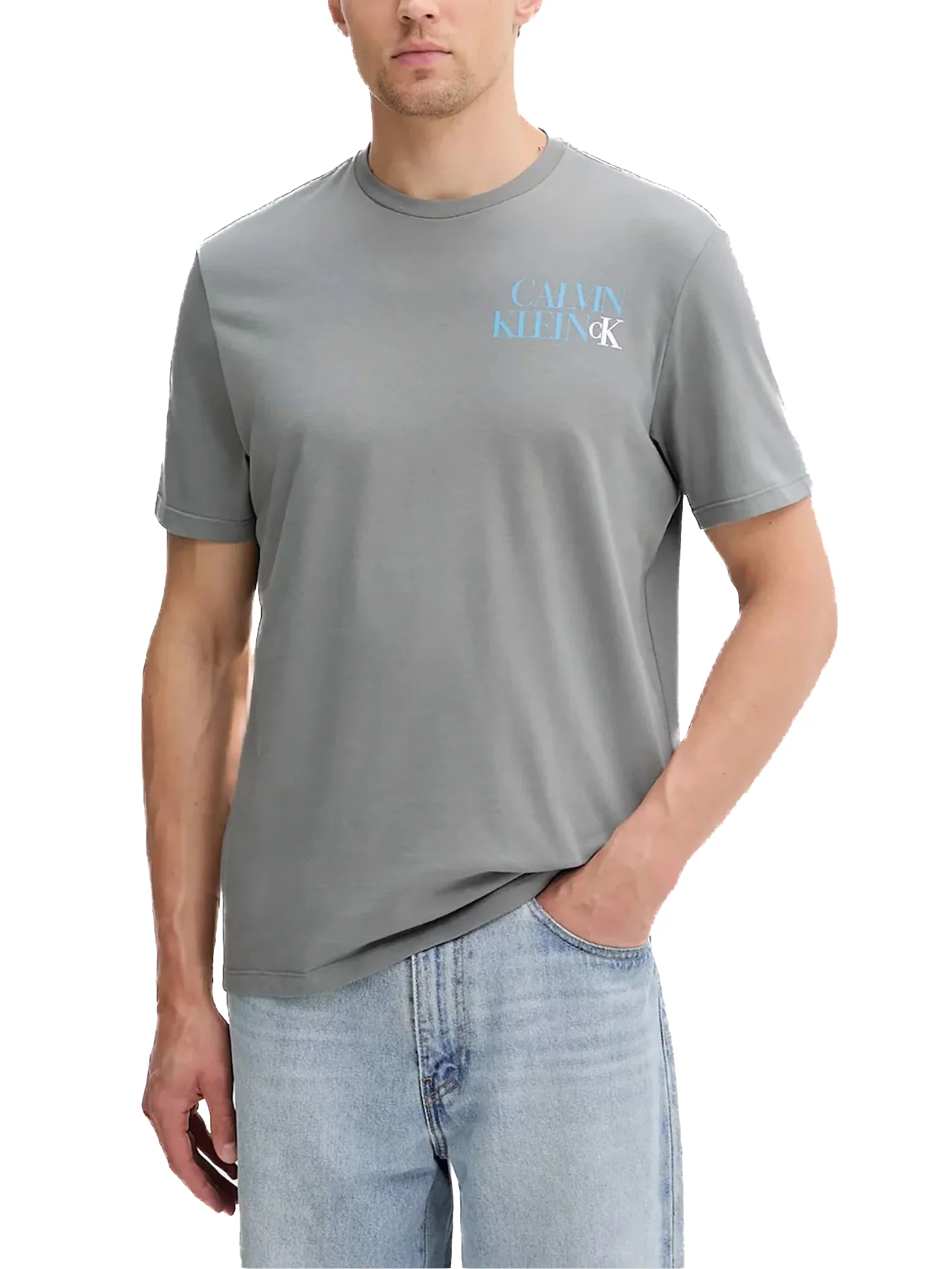 T-shirt Calvin Klein con logo NY grigio