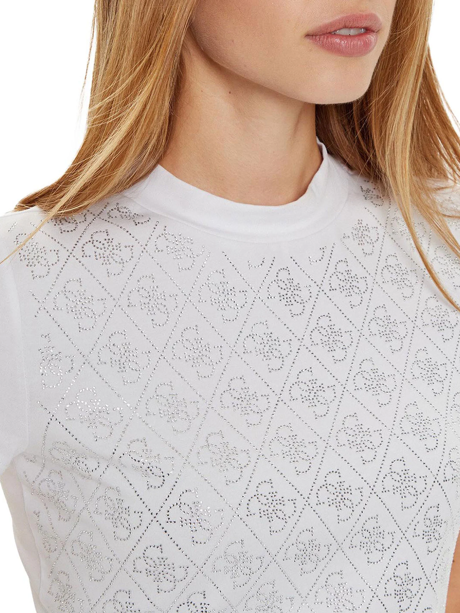 T-shirt Guess Donna logo allover 4G bianco - Image 3