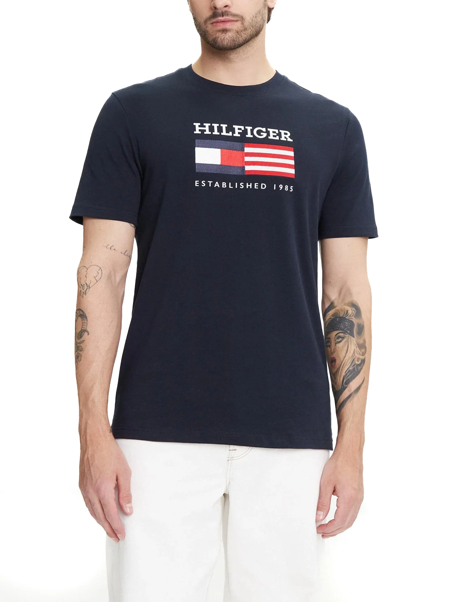 T-shirt Tommy Hilfiger con bandiera blu navy