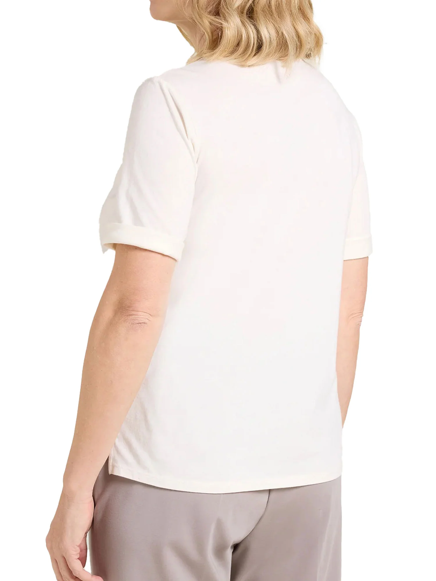 T-shirt Luisa Viola donna manica corta applicazioni avorio - Image 2