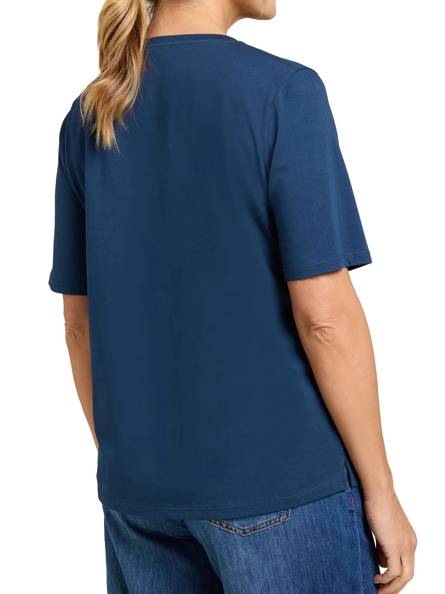 T-shirt Luisa Viola donna manica corta applicazioni blu - Image 2