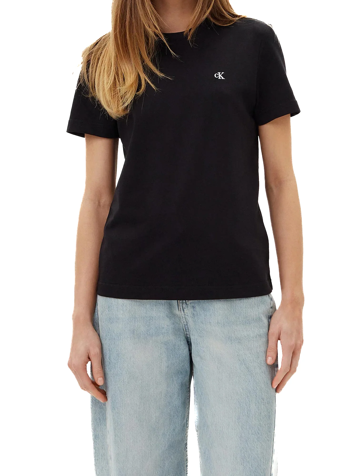 T-shirt Calvin Klein archive con logo ricamato nero
