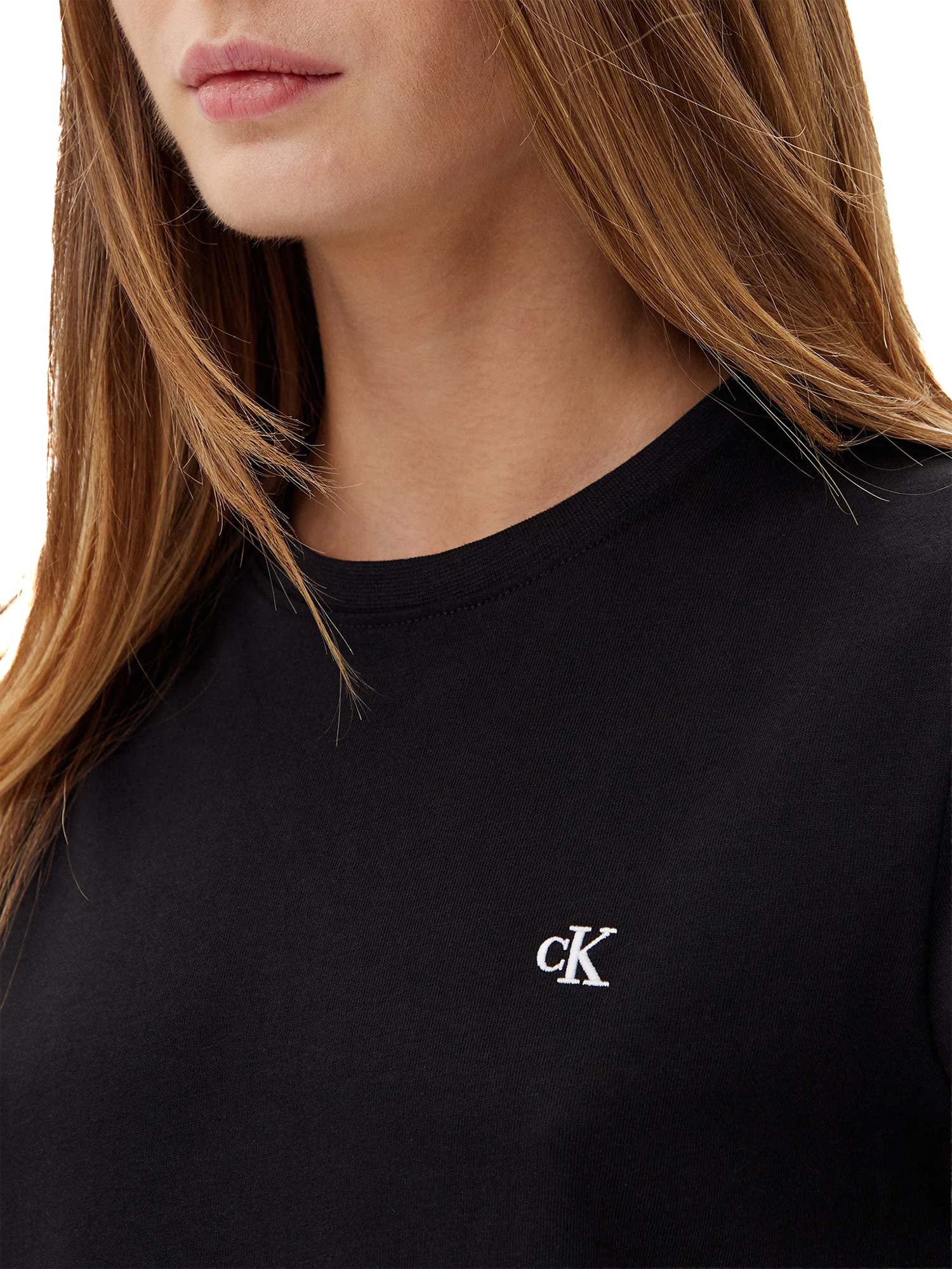 T-shirt Calvin Klein archive con logo ricamato nero - Image 4