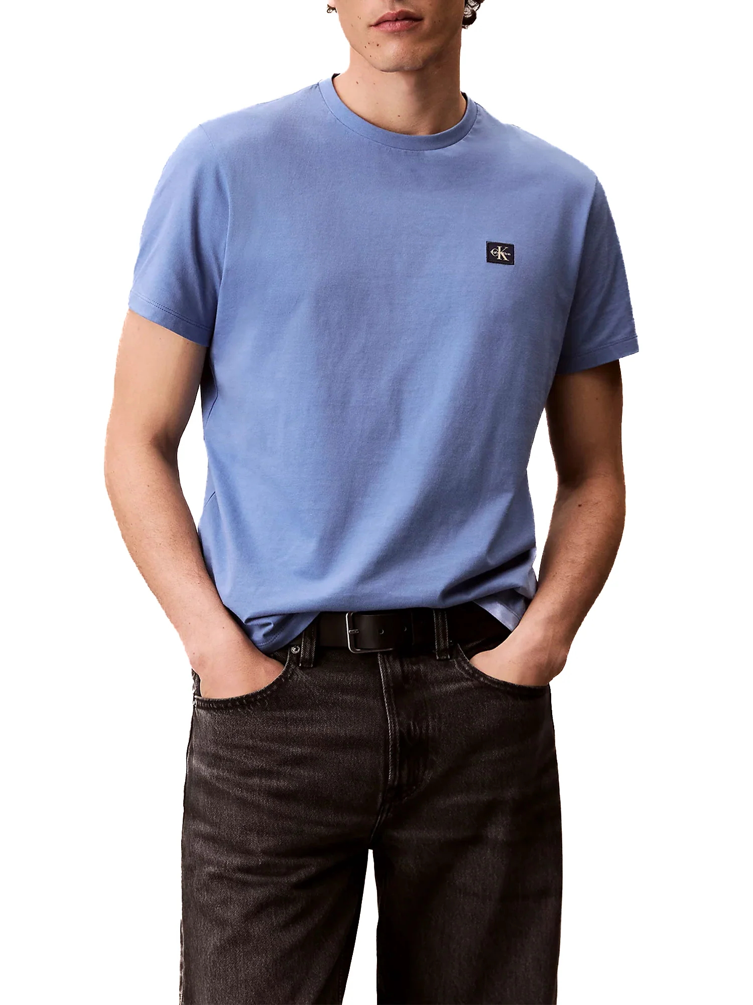 T-shirt Calvin Klein con mini patch logo azzurro