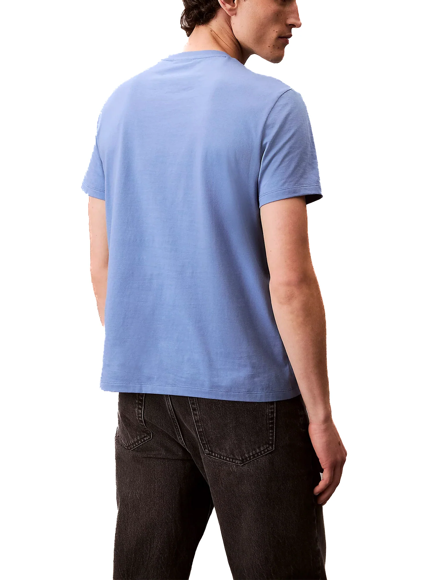T-shirt Calvin Klein con mini patch logo azzurro - Image 2