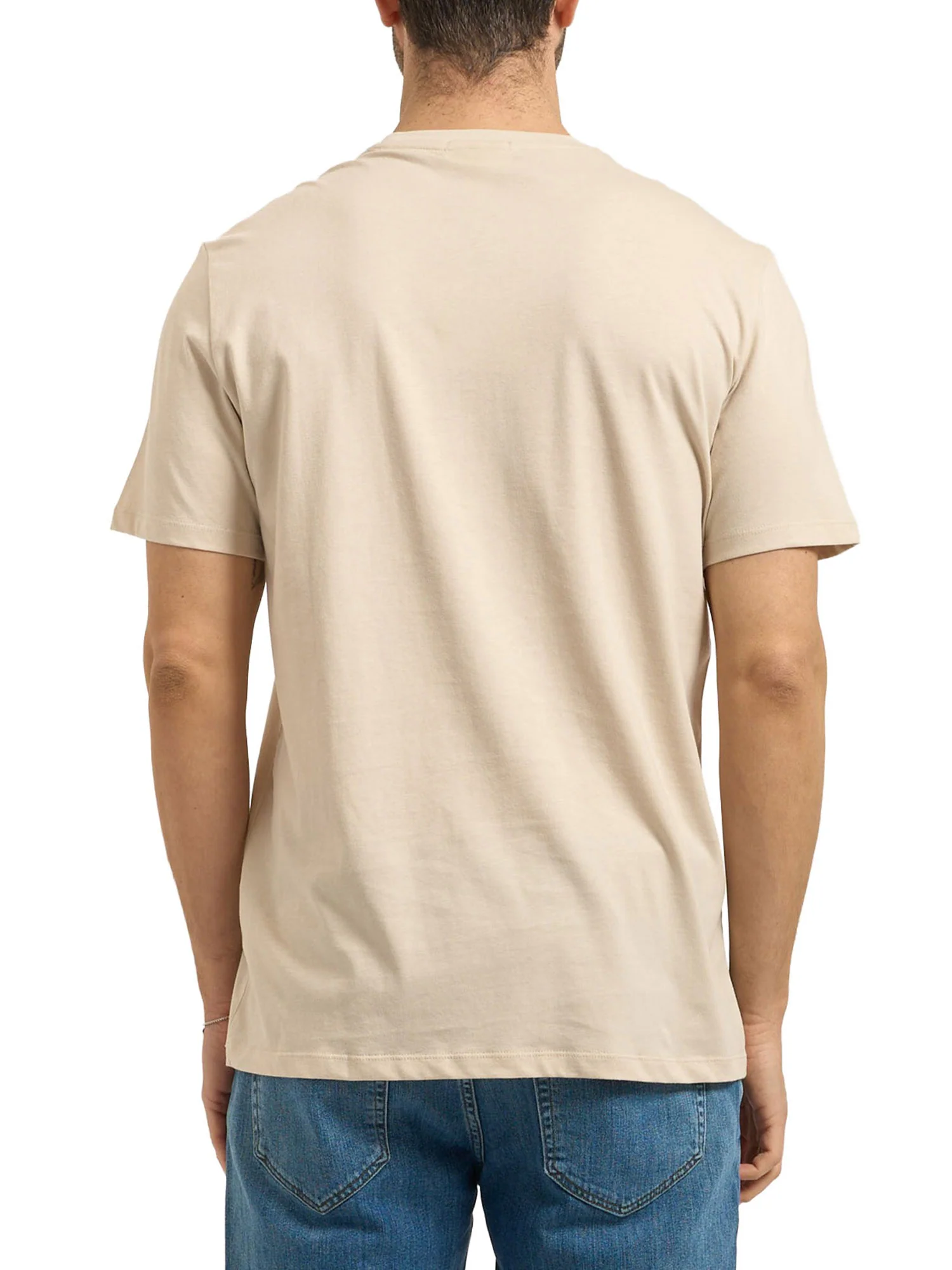 T-shirt Calvin Klein Jeans Uomo manica corta badge 30S jersey
 Beige - Image 2