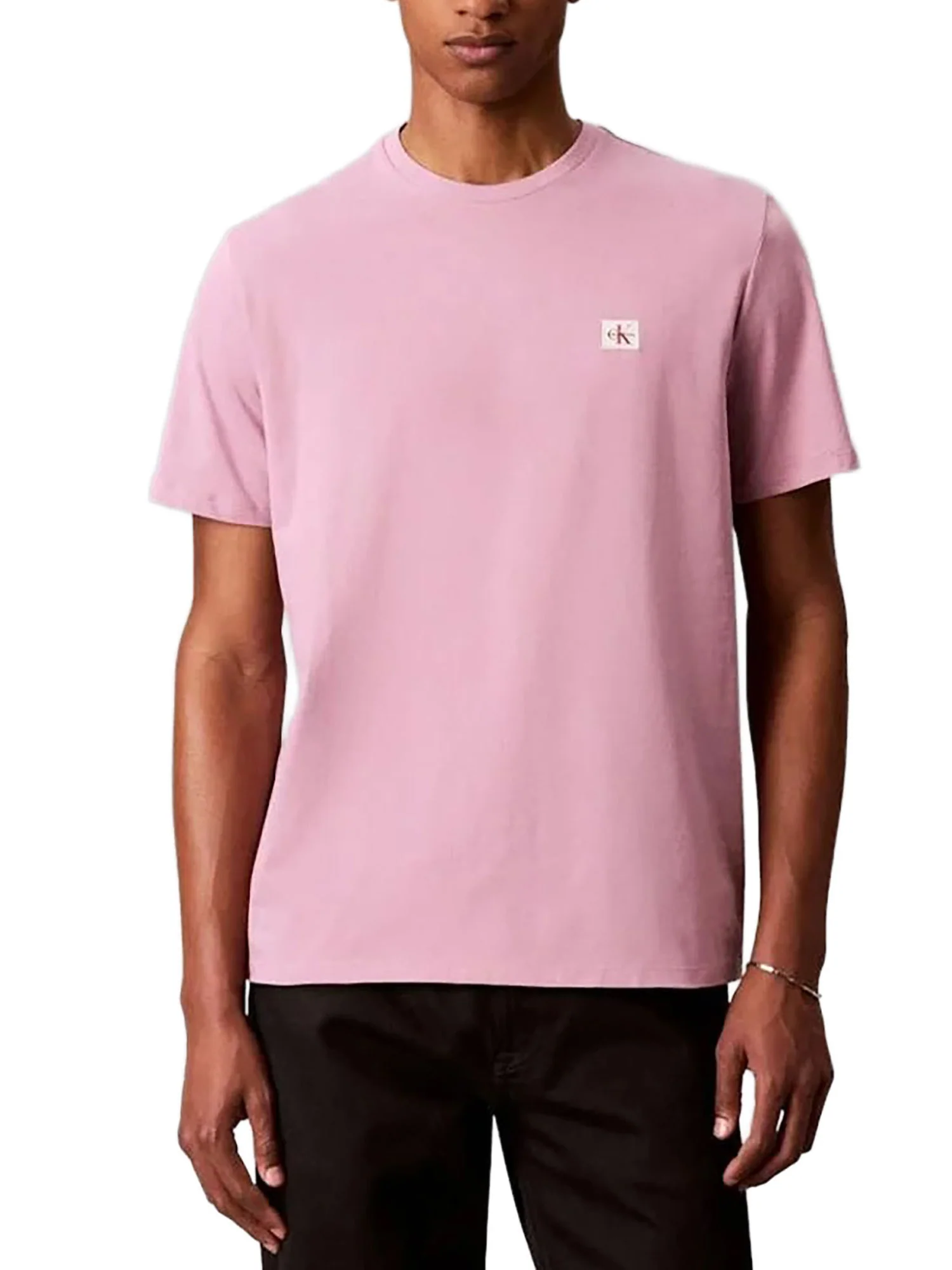 T-shirt Calvin Klein Jeans Uomo manica corta badge 30S jersey Lilla