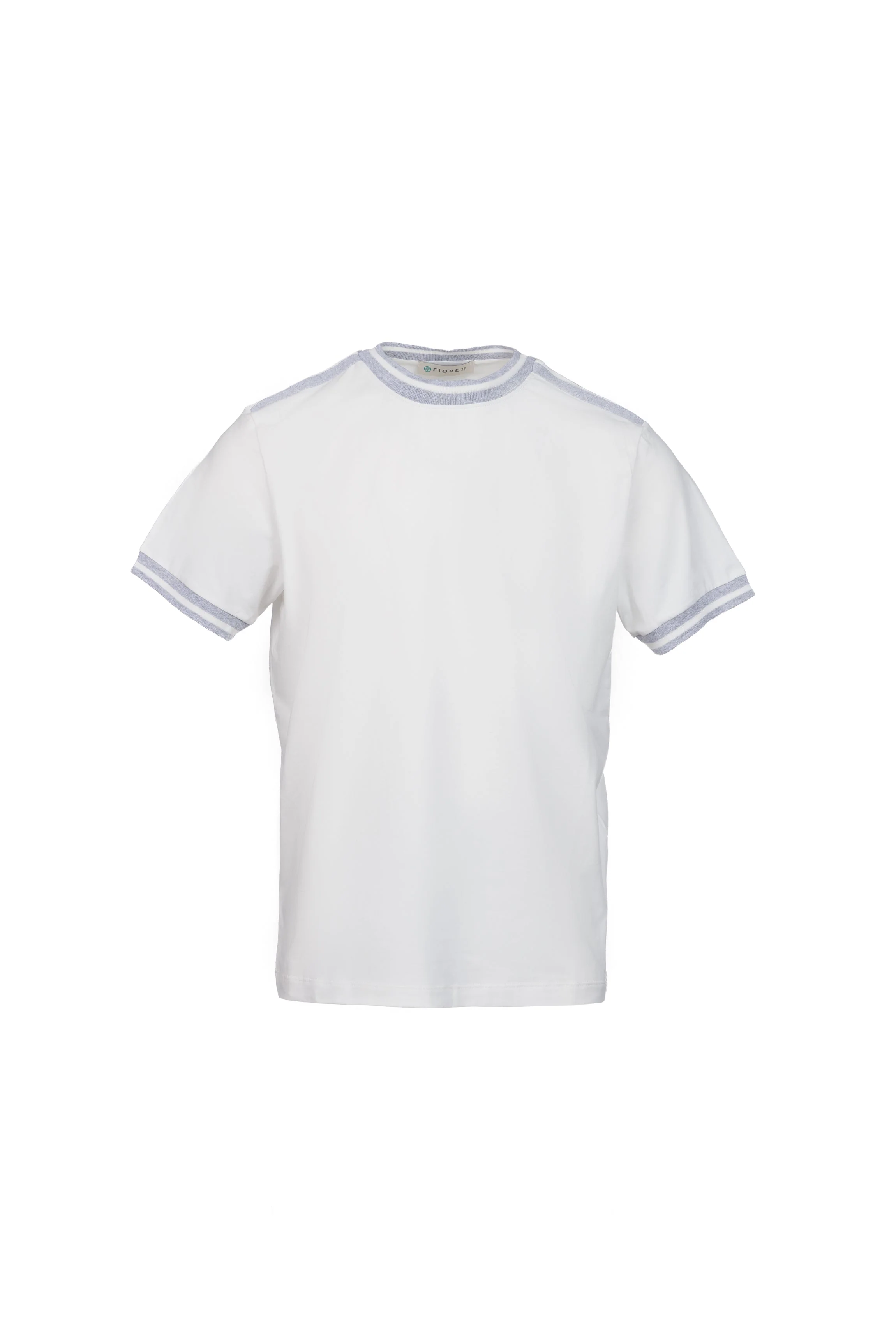T-shirt in cotone con costina bianco