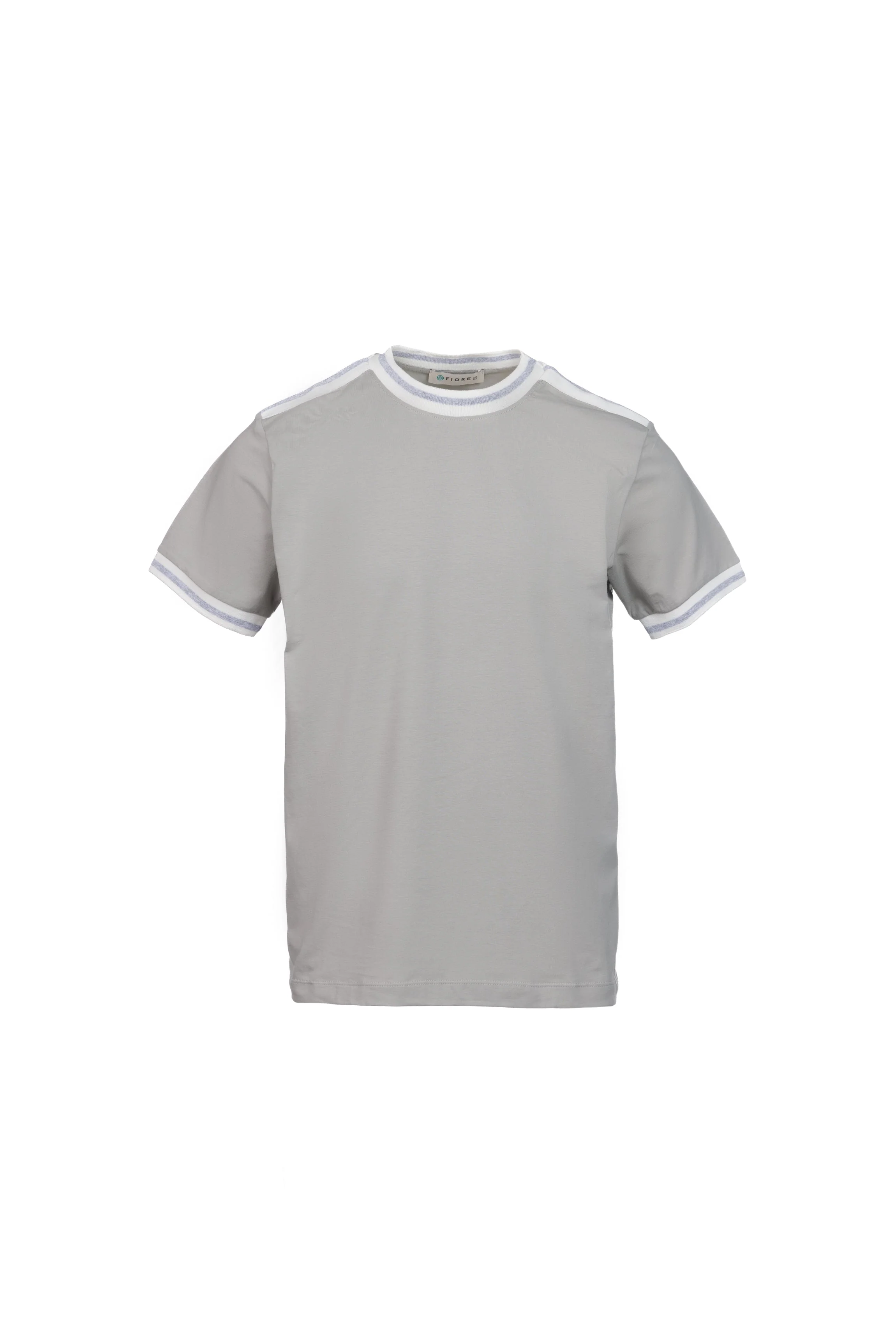 T-shirt in cotone con costina grigio