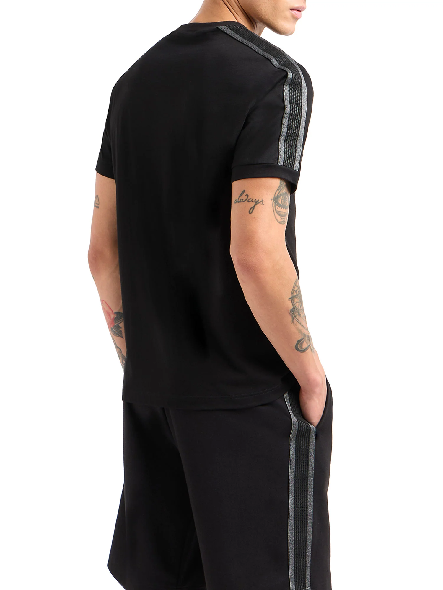 T-shirt con banda logo nero - Image 2