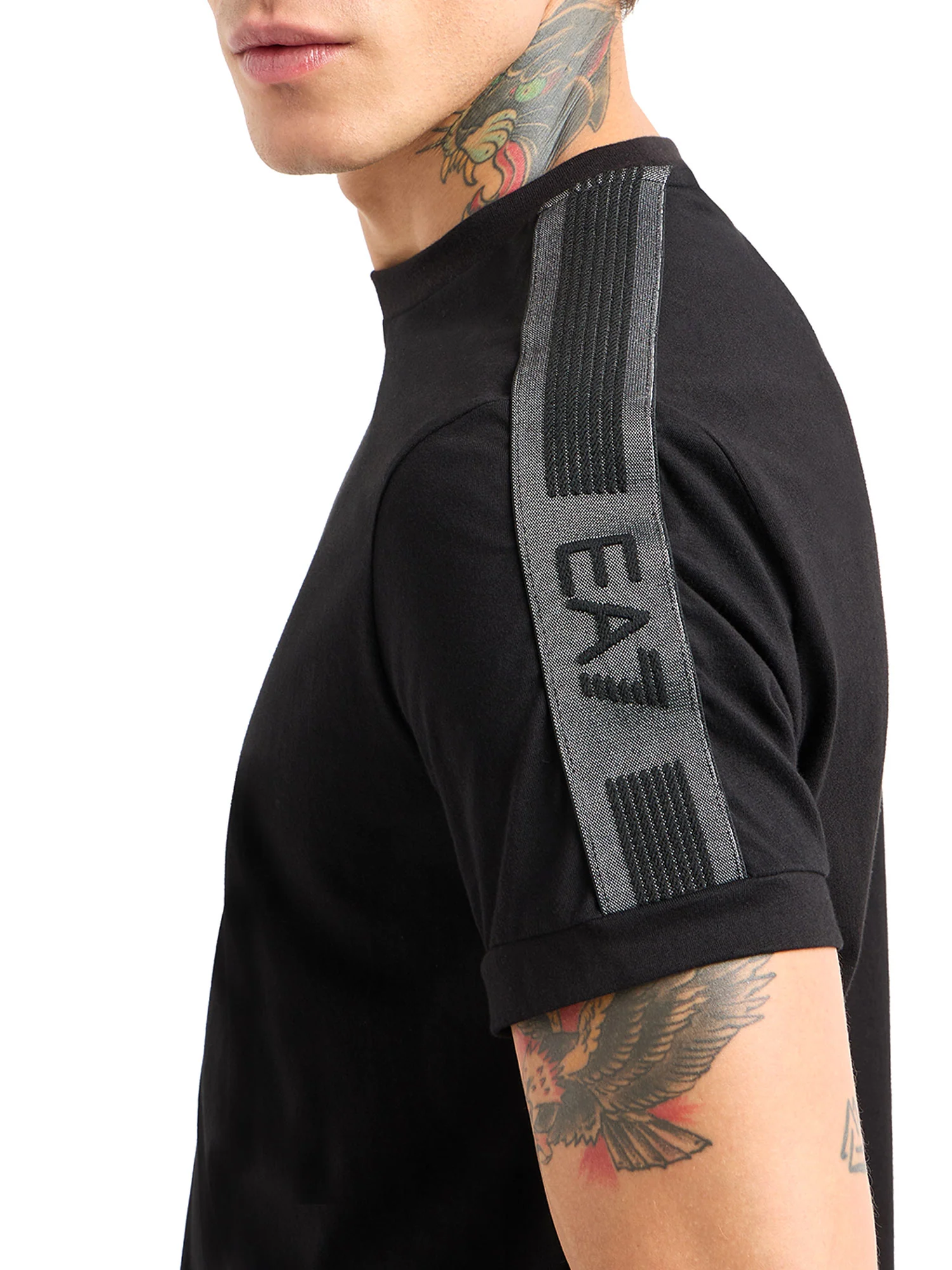T-shirt con banda logo nero - Image 3