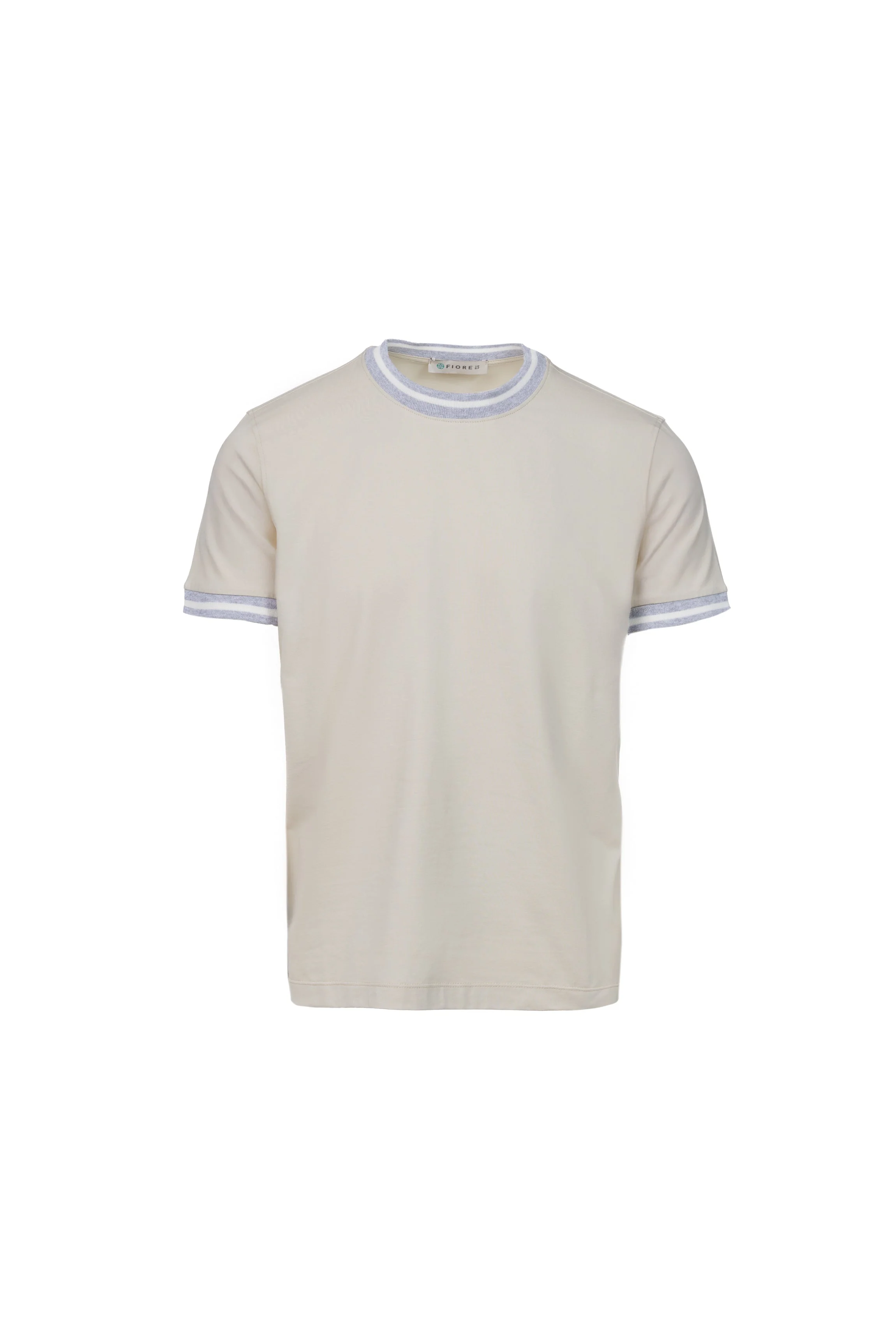 T-shirt in cotone con costina sabbia