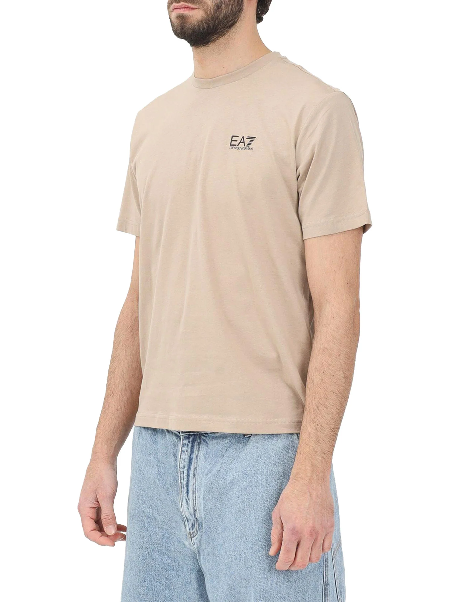 T-shirt stampa logo verticale sul retro beige multi - Image 2
